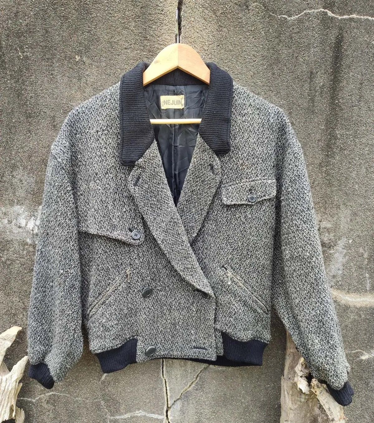 Japanese Brand NEJUIN Wool Blend Cropped Double-Breasted Bomber Jacket Size US M / EU 48-50 / 2 - 1 Thumbnail
