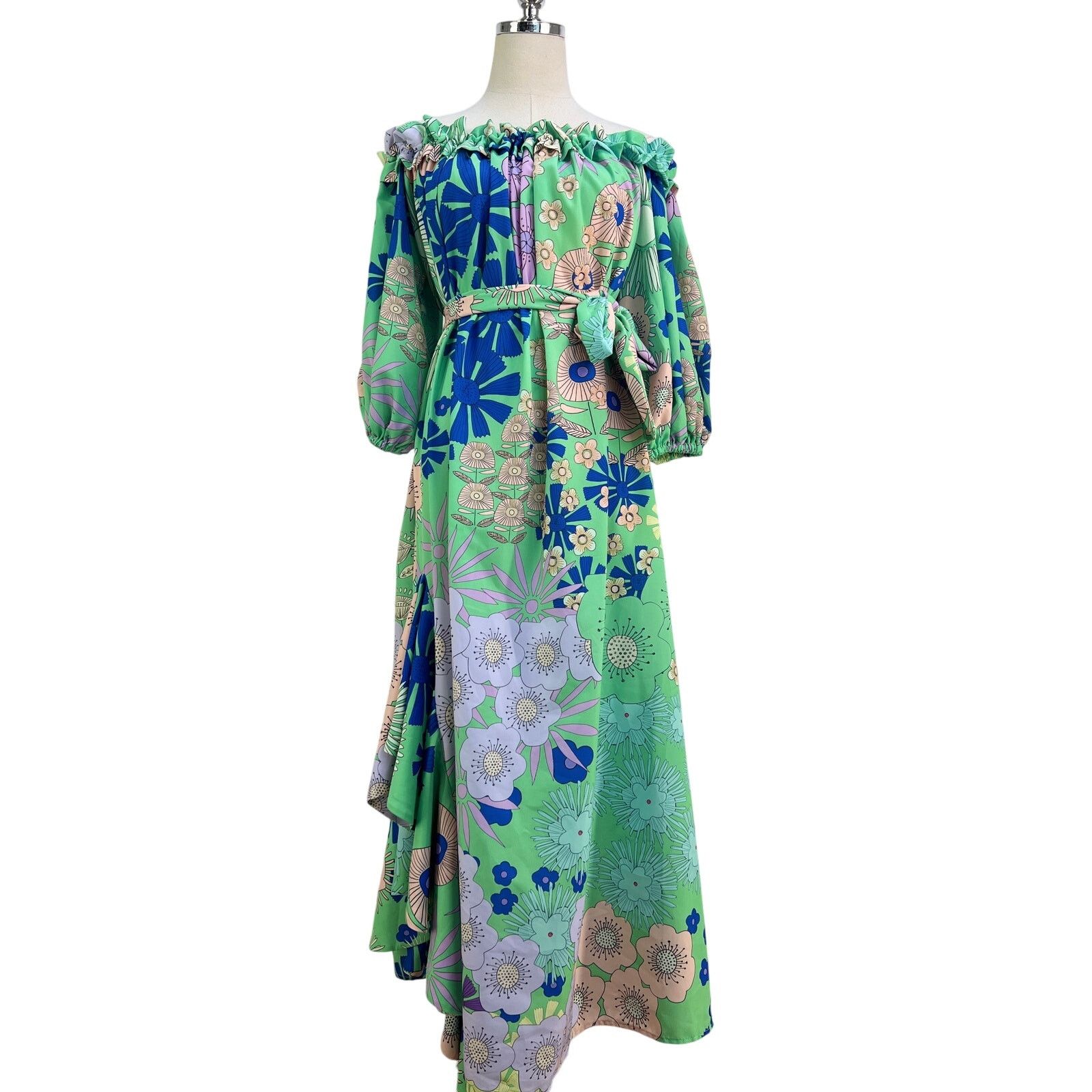 Anthropologie Anthropologie Oopscool Off-The-Shoulder Printed Dress Size XS / US 0-2 / IT 36-38 - 1 Thumbnail