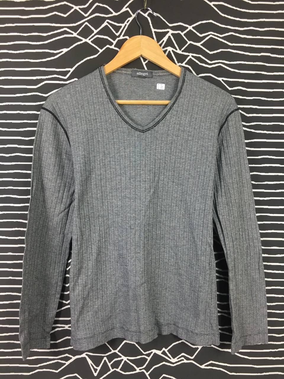 Allegri Vtg Allegri Ribbed Knit V-Neck Long Sleeve Designer Tee Size US M / EU 48-50 / 2 - 1 Thumbnail