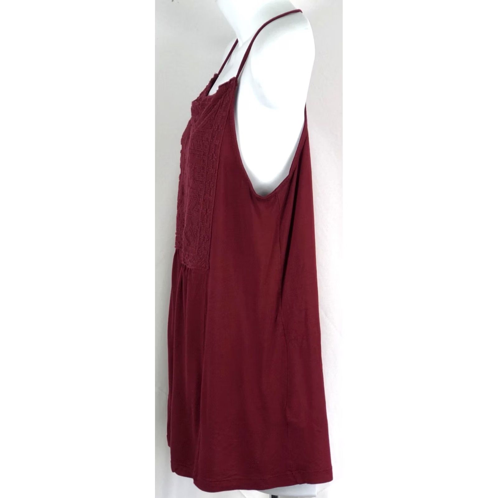 Old Navy VINTAGE Old Navy Blouse Shirt Womens M burgundy crochet front pleated halter sleeveless BoHo Y2K 2000s Whimsigoth Size M / US 6-8 / IT 42-44 - 2 Thumbnail