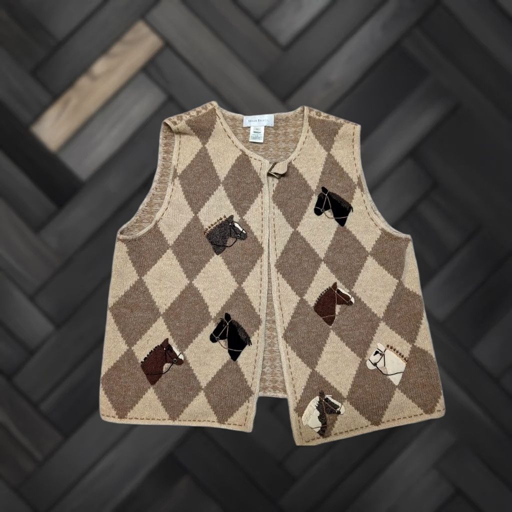 Vintage VINTAGE Susan Bristol Equstrian sweater vest XL Women Argyle/Diamond Wool Mohair Lambswool Brown Favorite Patterns 90s Mens Size XL / US 12-14 / IT 48-50 - 1 Thumbnail