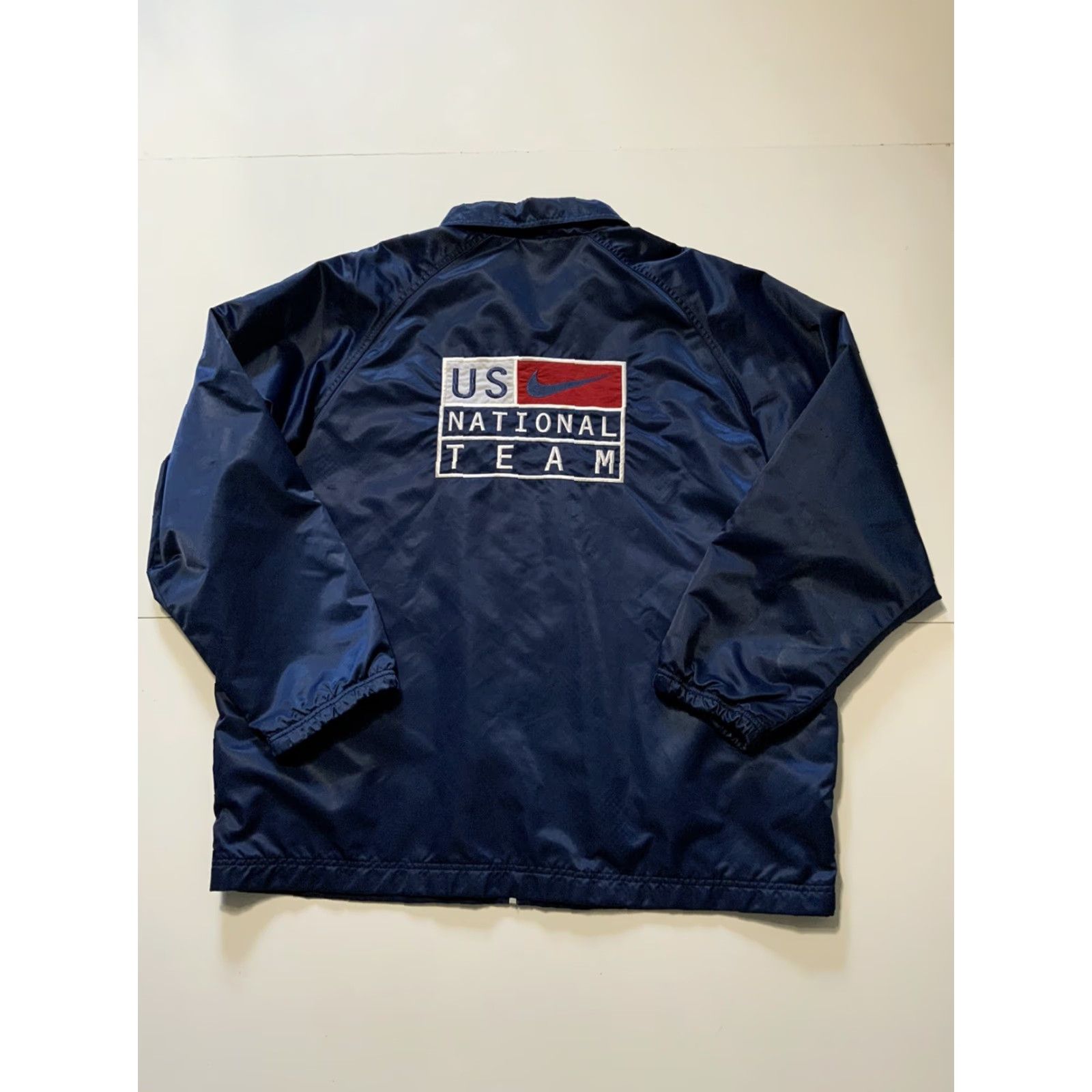 Vintage VTG 90s Nike Swoosh Team USA US United States National Team Embroidered Satin Jacket Sz. L Size US L / EU 52-54 / 3 - 3 Thumbnail