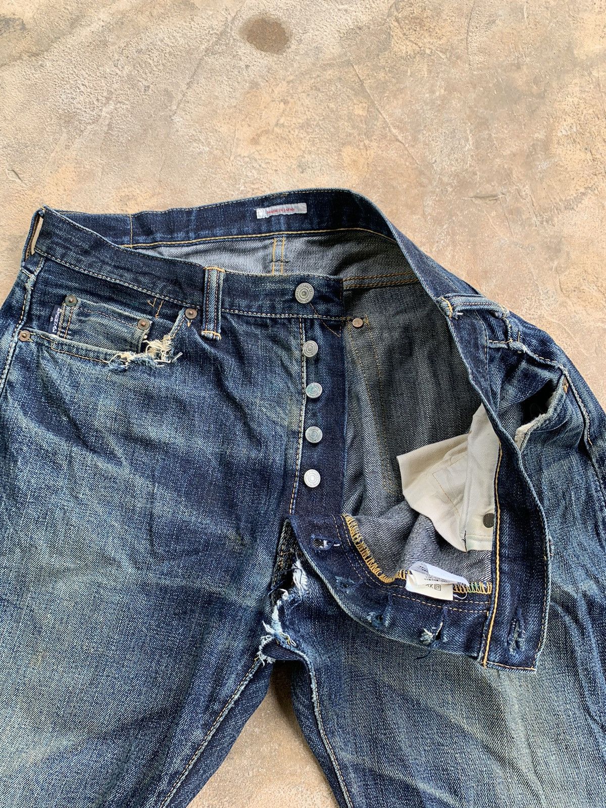 Vintage Eternal Selvedge Button Fly Distressed Denim