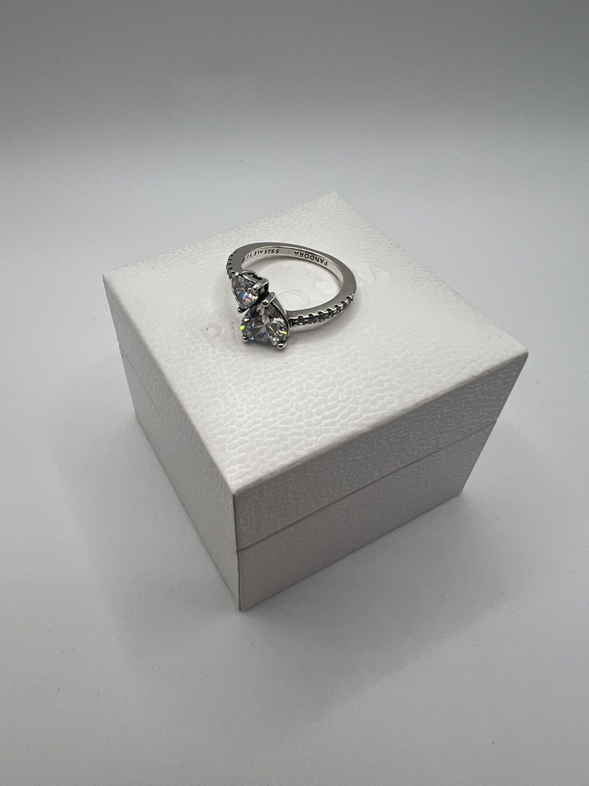 pandora Pandora Double Heart Sparkling Ring Sterling silver Size ONE SIZE - 3 Thumbnail