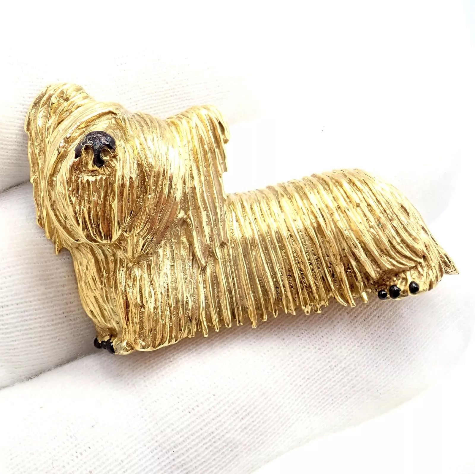 Tiffany & Co. Tiffany & Co 18k Yellow Gold Enamel Dog Terrier Brooch Pin Size ONE SIZE - 8 Thumbnail