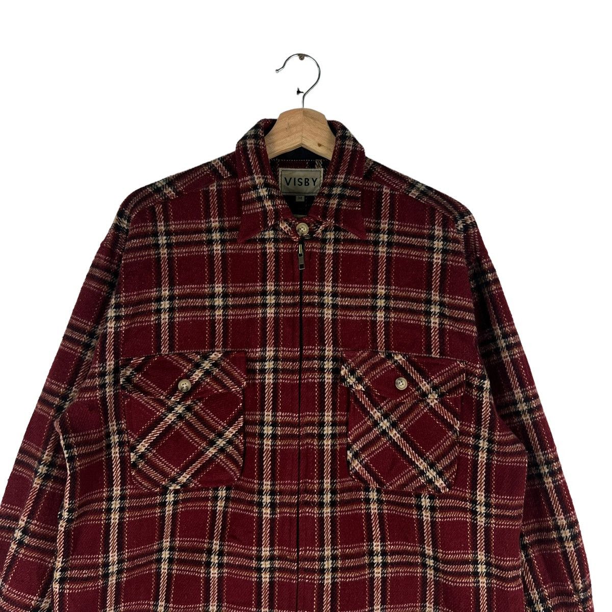 Flannel 🔥90’s Vtg Flannel Jacket Wool Visby Issey Miyake Japan Size US M / EU 48-50 / 2 - 2 Thumbnail