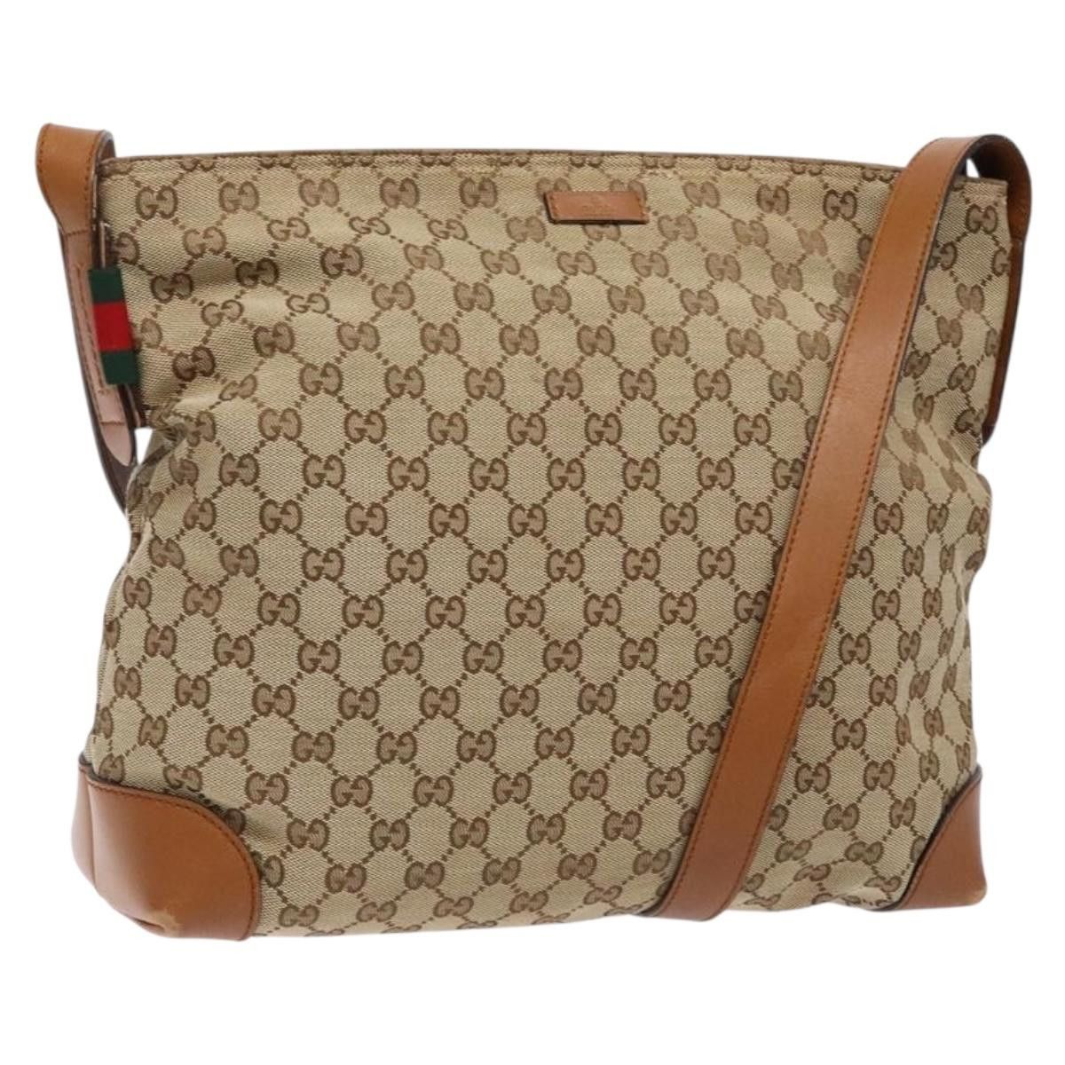 Gucci GUCCI GG Canvas Shoulder Bag Beige Silver Size ONE SIZE - 1 Thumbnail