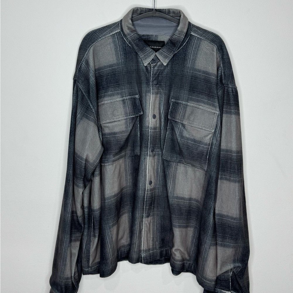 Stampd Stampd Plaid Print Flannel Soft Button Down Shirt Grey Blue Size US XL / EU 56 / 4 - 1 Thumbnail