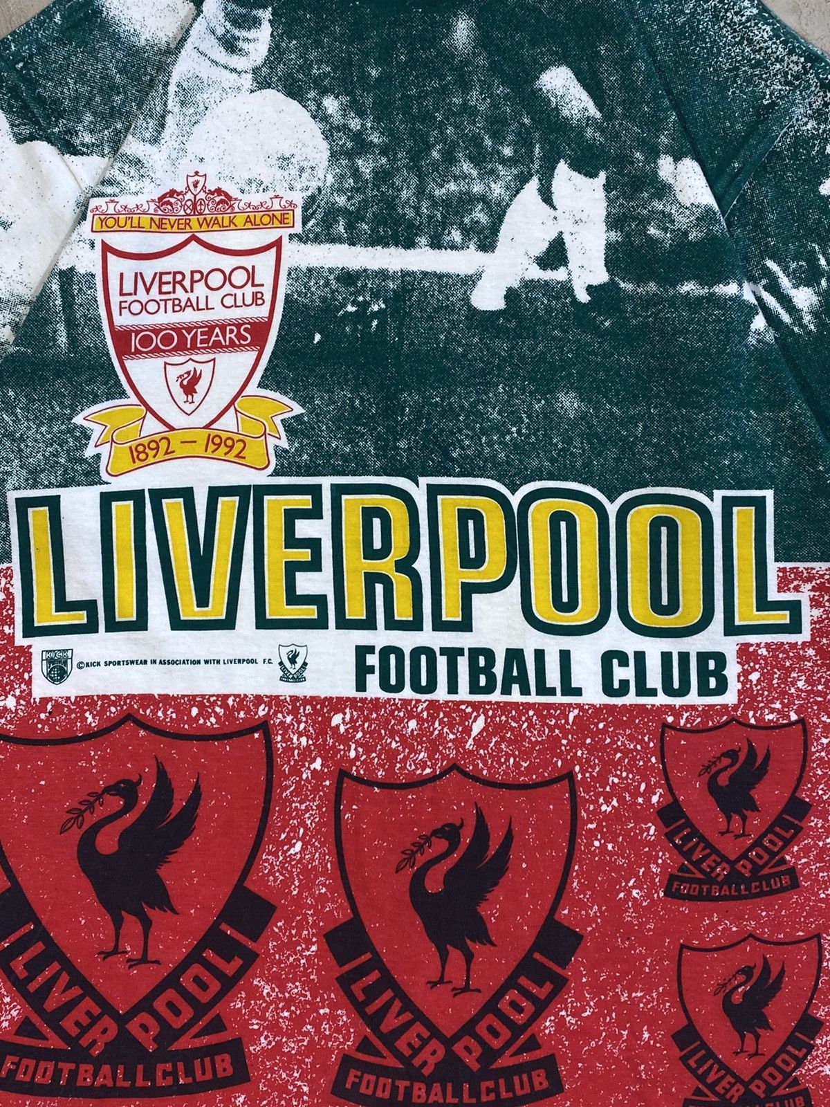 Band Tees × Vintage Vintage 1992 liverpool 100 years of glory all over print tee Size US M / EU 48-50 / 2 - 3 Thumbnail