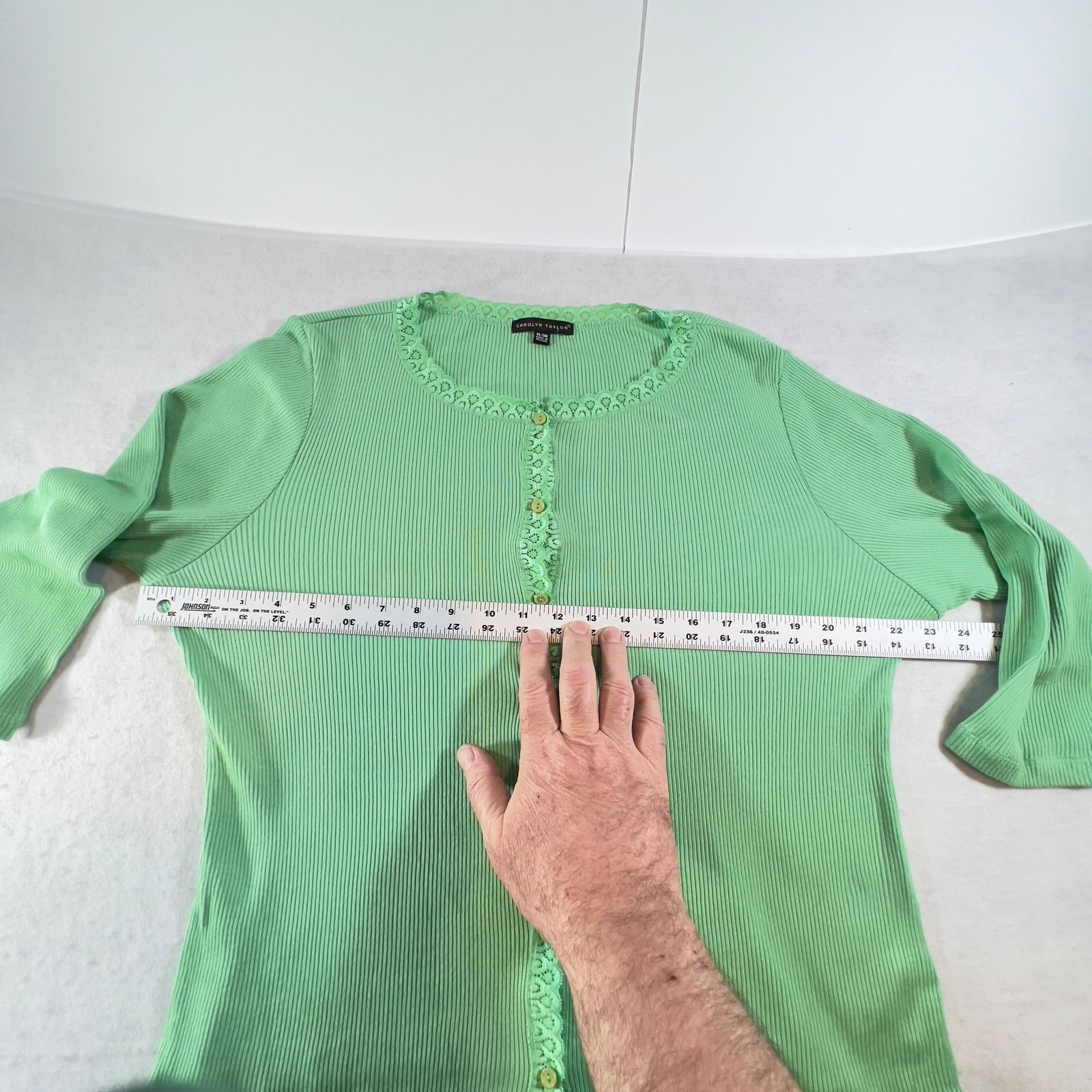 Other Button Up Top Carolyn Taylor Woman's XL Green Lace Trim Size XL / US 12-14 / IT 48-50 - 6 Thumbnail