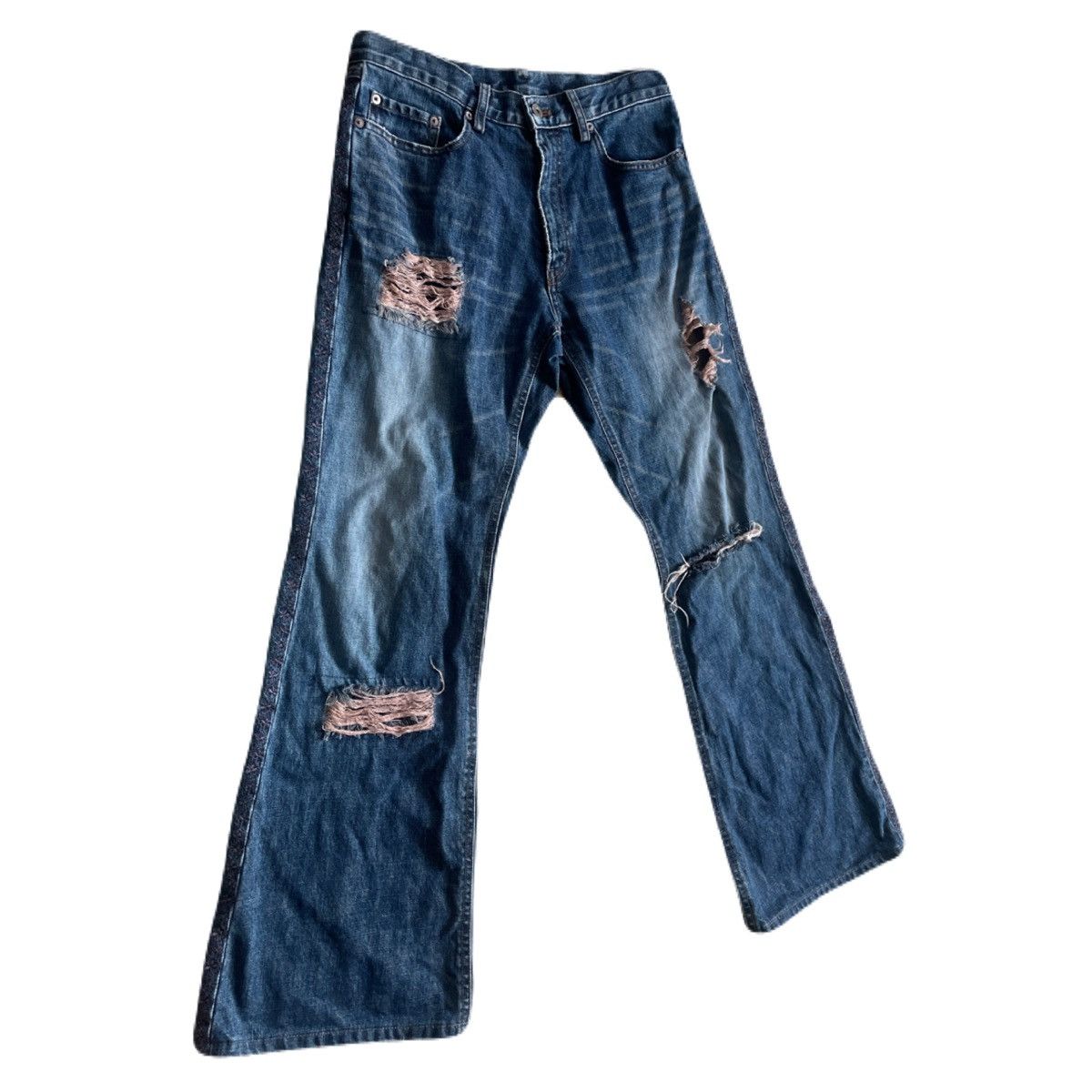 If Six Was Nine 2000s Japanese archive Vkei Distressed Flare Mud-wash Jeans Size US 30 / EU 46 - 3 Thumbnail