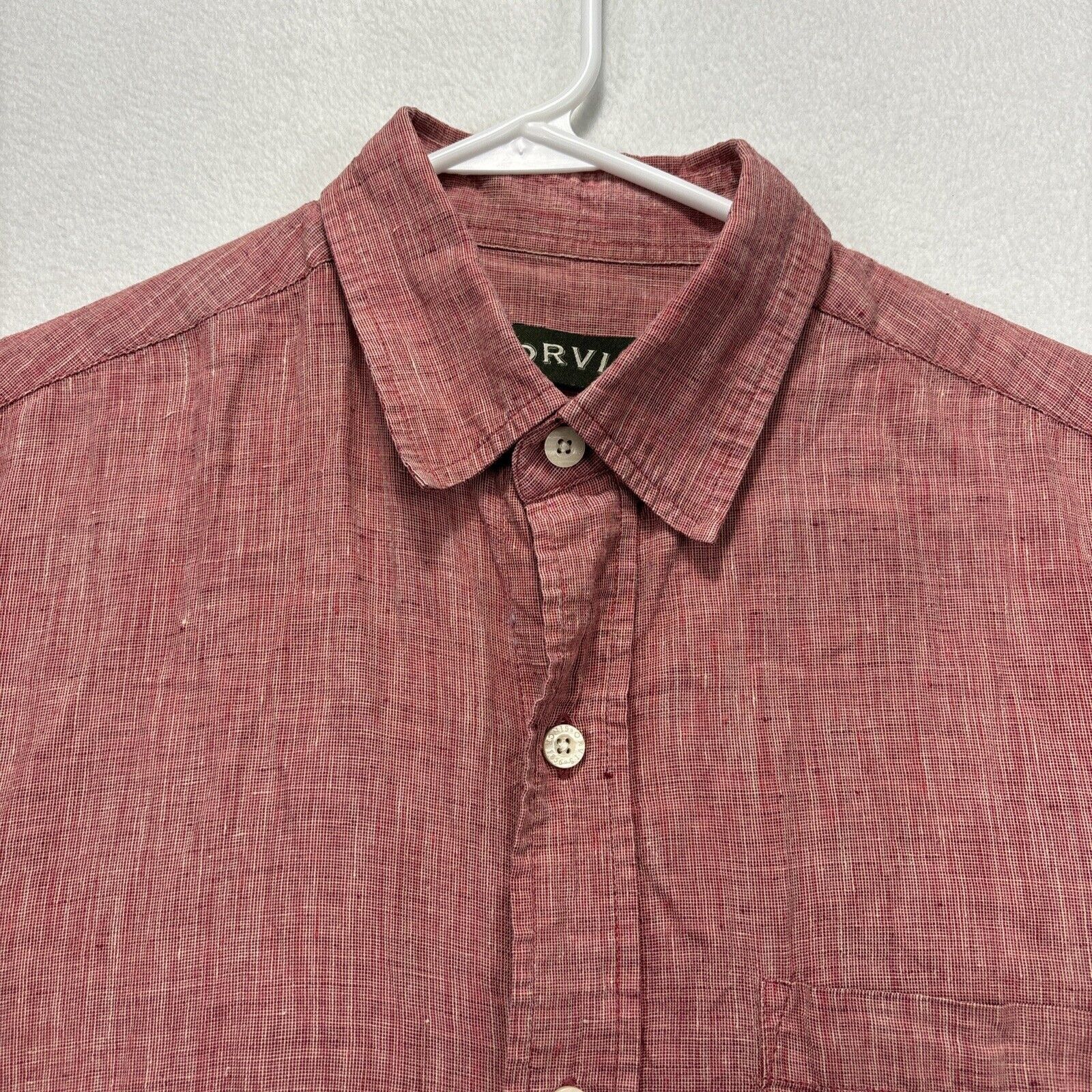 Orvis Orvis Shirt Mens M 100% Linen Short Sleeve Button Up Red Size US M / EU 48-50 / 2 - 2 Thumbnail
