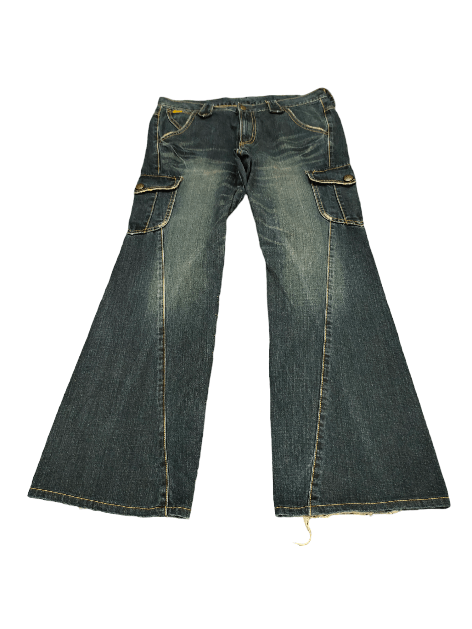 If Six Was Nine Flare Jeans Lee Spiral Cut Cargo Boot Cut Y2k Goa Style Size US 33 - 2 Thumbnail