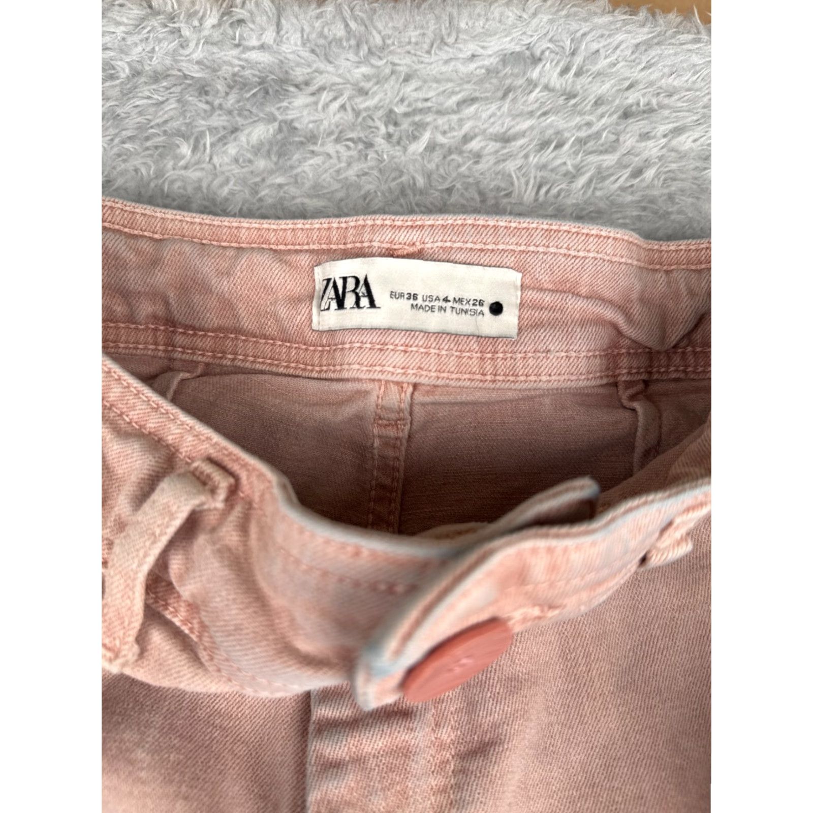 Zara Zara Jeans Women Pink Denim Wide Leg High Rise 2 24x28 Regular Cotton Blend 90s Womens Size 26" / US 2 / IT 38 - 6 Thumbnail