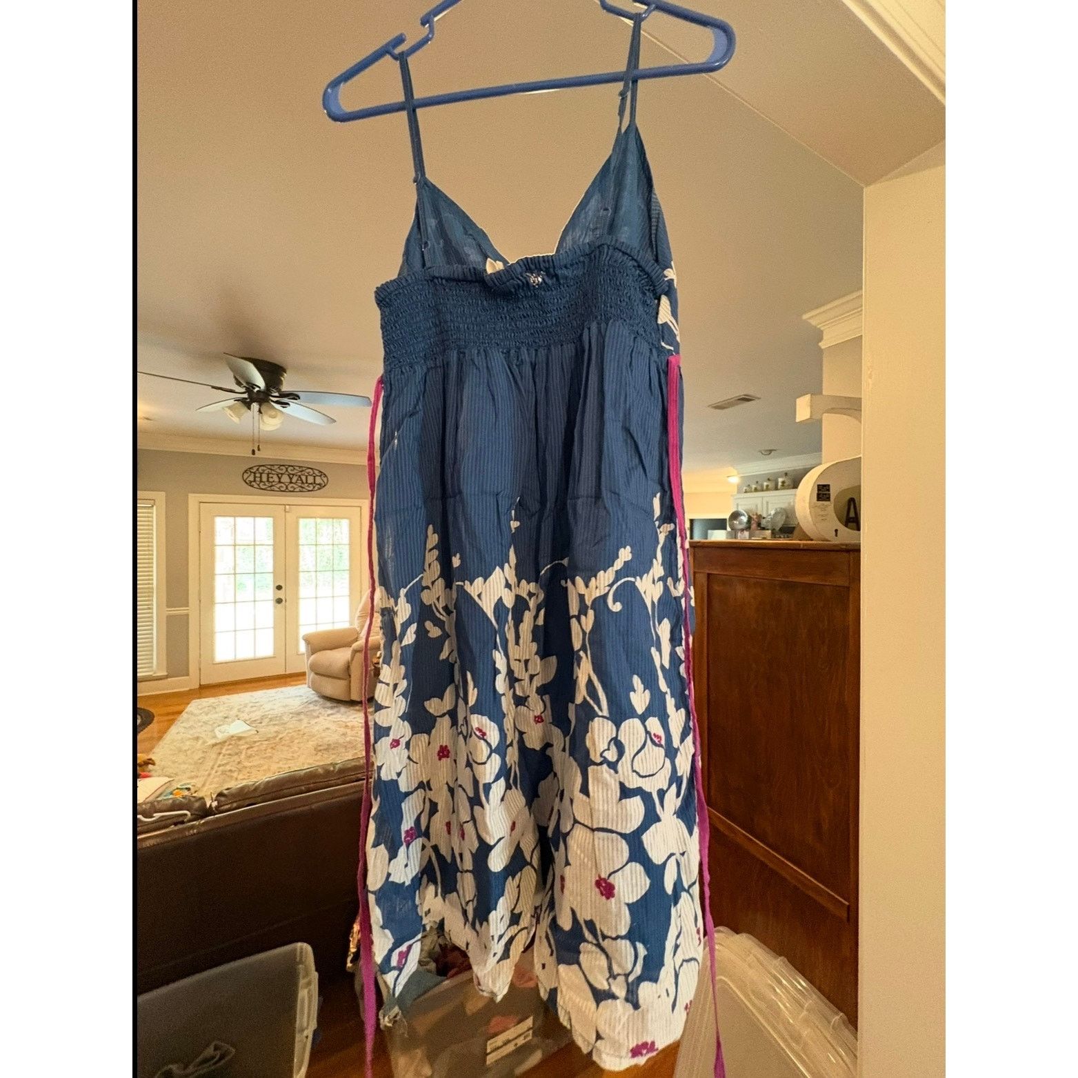 Aeropostale Aéropostale Women’s Dress Large L 12-14 Blue Floral Sun Size L / US 10 / IT 46 - 3 Thumbnail