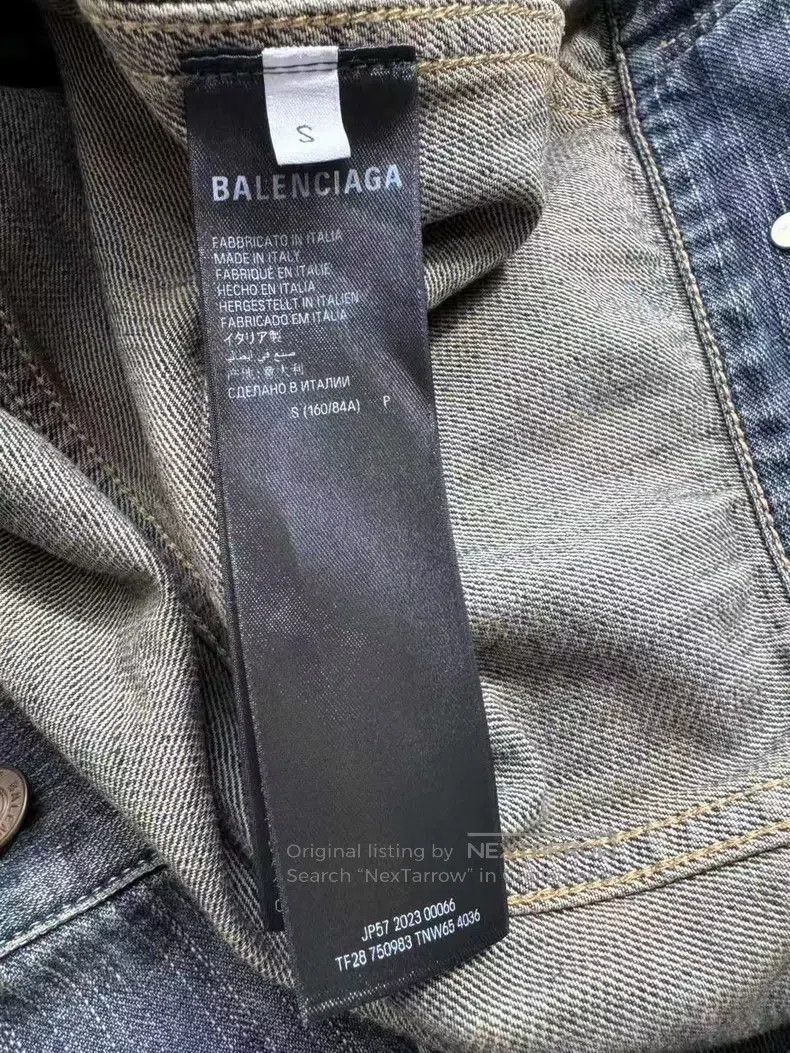 Balenciaga Balenciaga Mud-Dyed Destroyed Double B Bitcoin Denim Jacke Size US S / EU 44-46 / 1 - 6 Thumbnail
