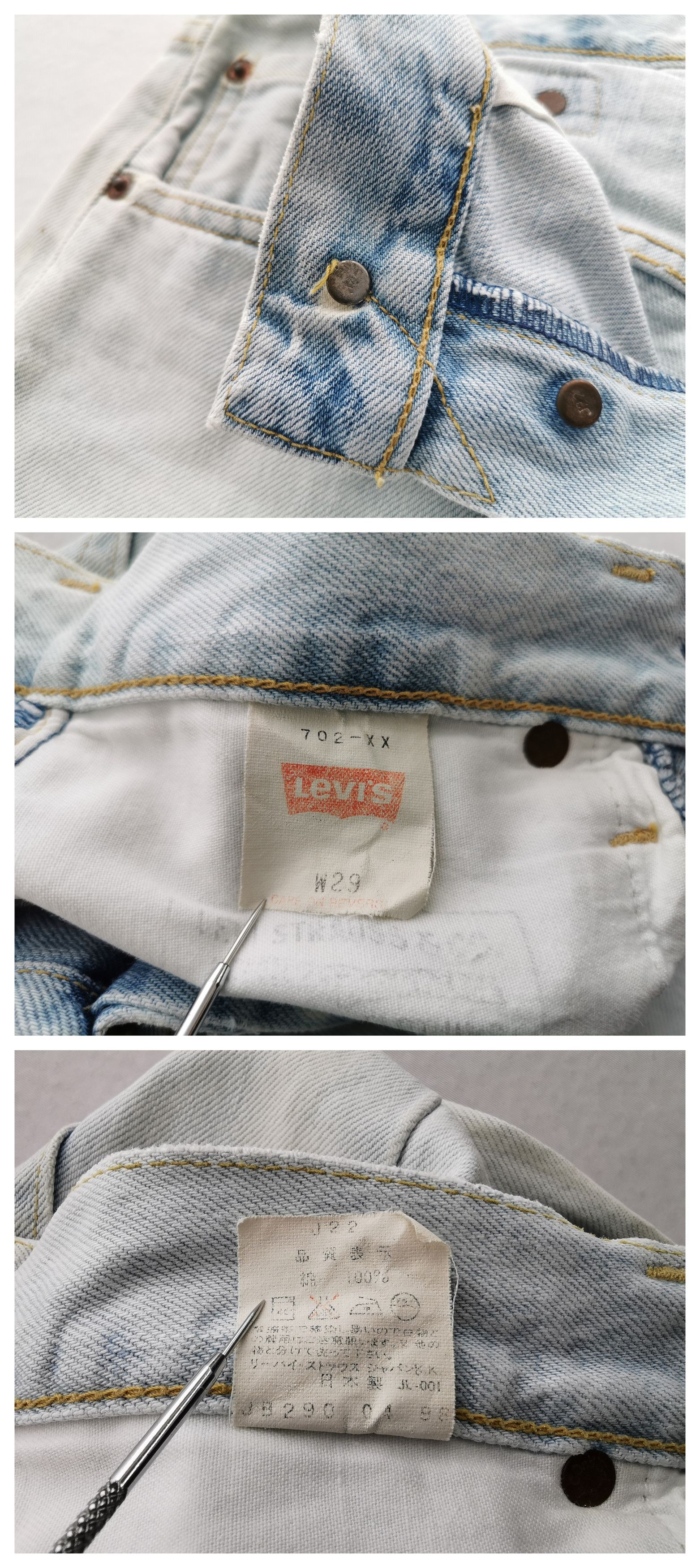 Levi's Vintage 90's Levis 702XX Big E Selvedge Acidwash Denim Size US 26 / EU 42 - 10 Thumbnail