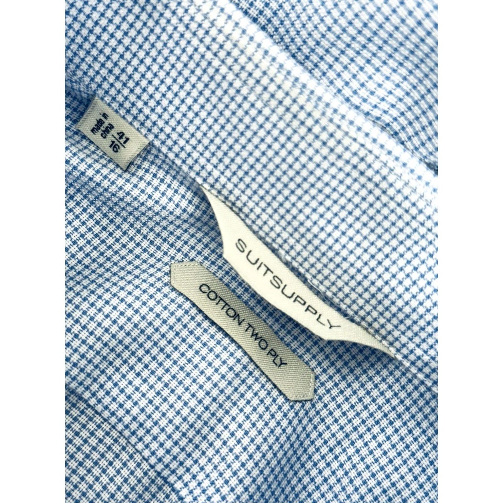 Suitsupply SUIT SUPPLY Plaid Check 16 / 41 Cotton Two Ply Shirt EXCELLENT Dress Shirt Men Blue White 100% Cotton Slim Fit? Size US L / EU 52-54 / 3 - 5 Thumbnail