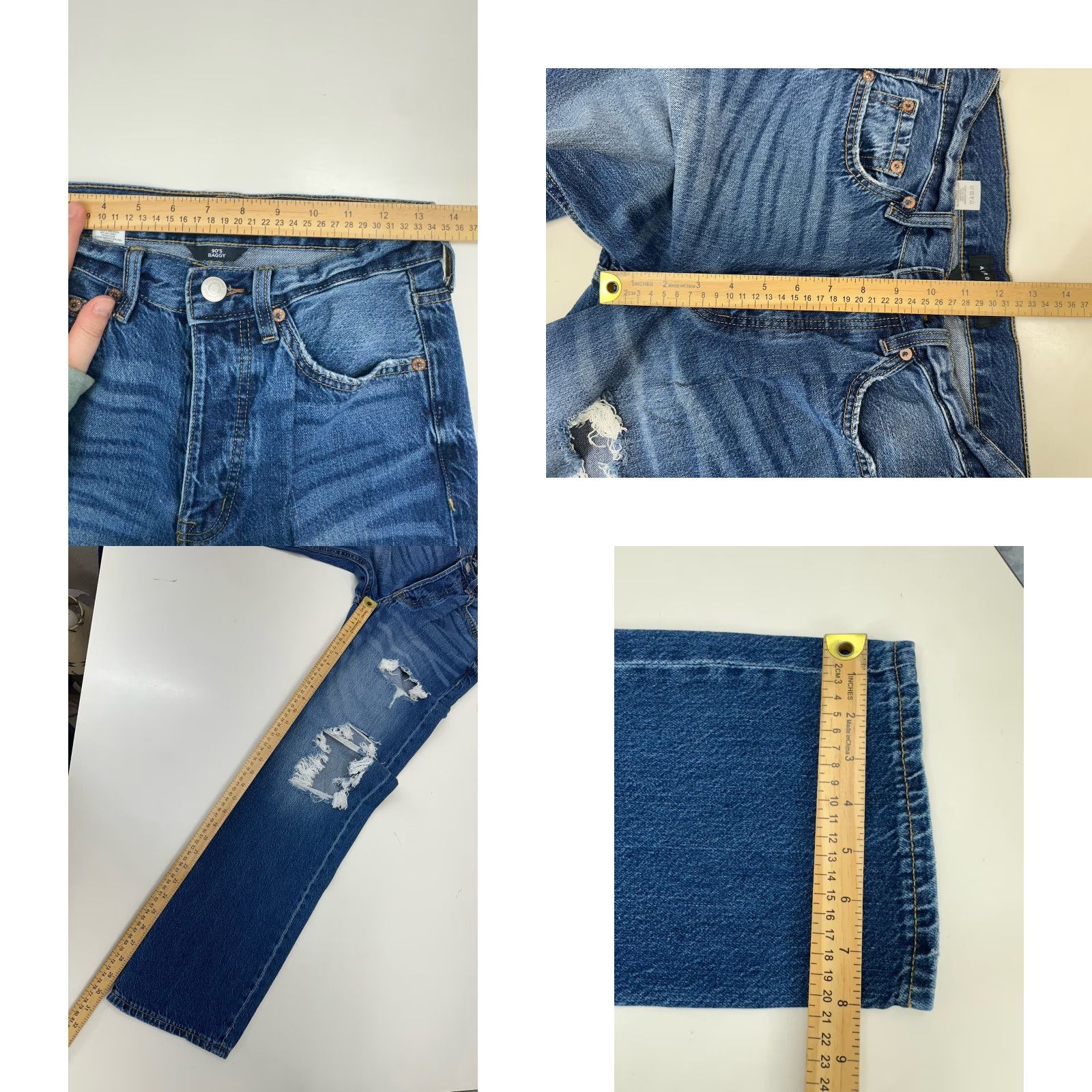 Vintage Aéropostale Womens Jeans Regular 2 Mid Distressed Baggy 90s Button Up Denim Blue Jeans Womens Size 26" / US 2 / IT 38 - 8 Thumbnail