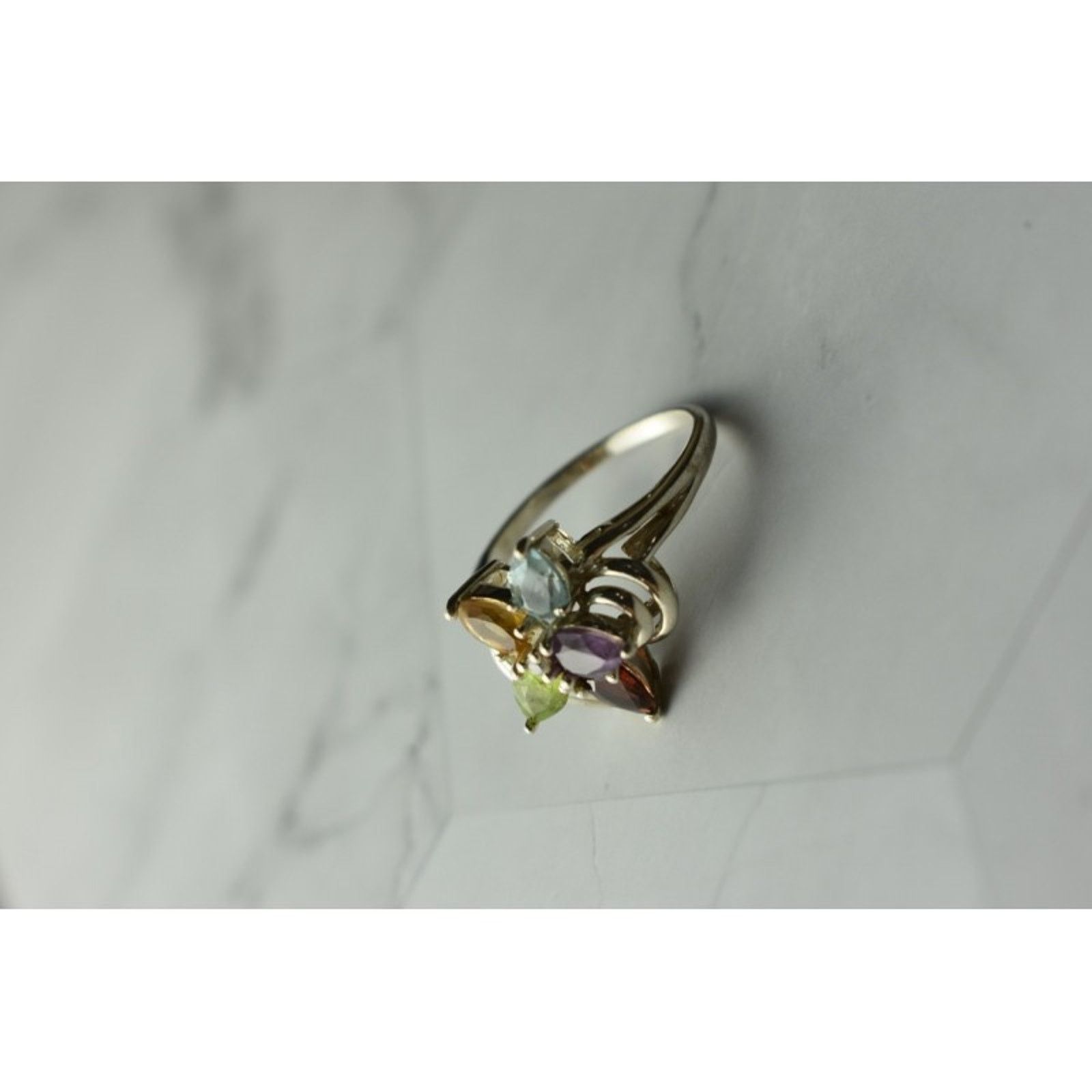 Jewelry 925 STERLING SILVER MULTI GEMSTONES "FLOWER" RING SIZE 8 Size ONE SIZE - 2 Thumbnail