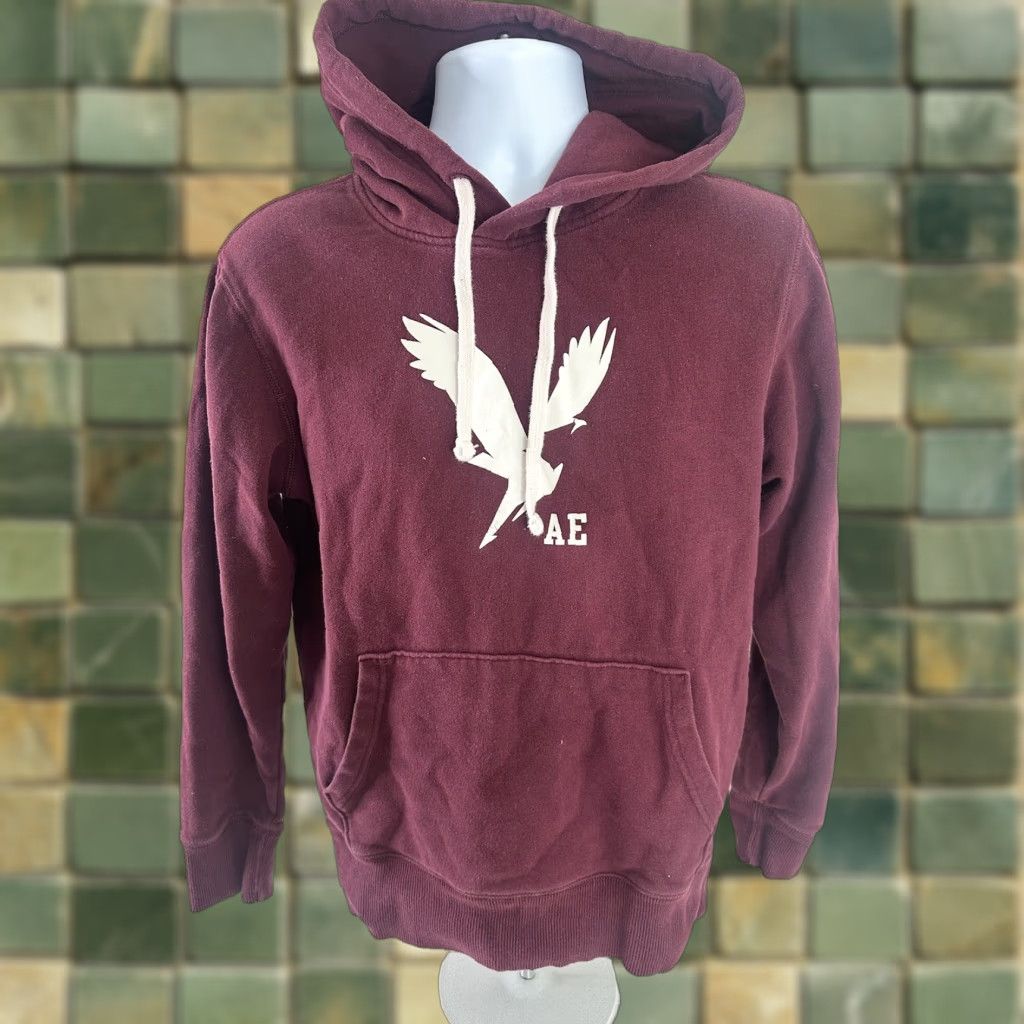 Vintage American Eagle Hoodie Pullover Men Red S Short Sleeve Crew Neck Pocket Hooded All Seasons Regular Sweatshirt Size US S / EU 44-46 / 1 - 1 Thumbnail