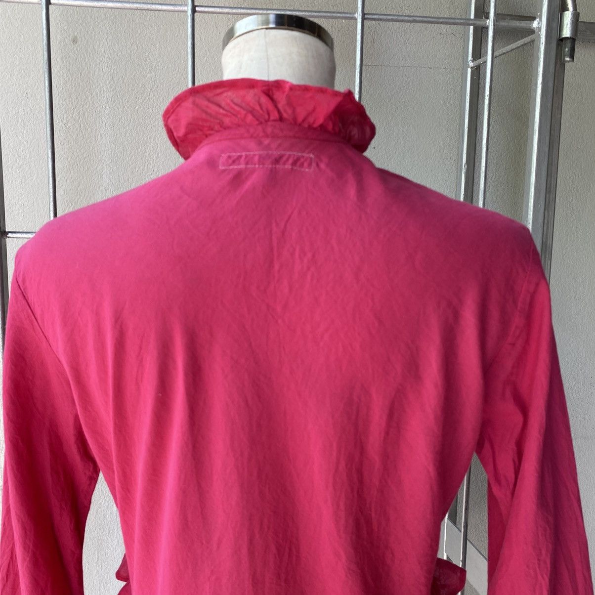 Designer × Japanese Brand H.Ranch Market Y2K Pink Ruffled V-Neck Blouse Size XS / US 0-2 / IT 36-38 - 16 Thumbnail