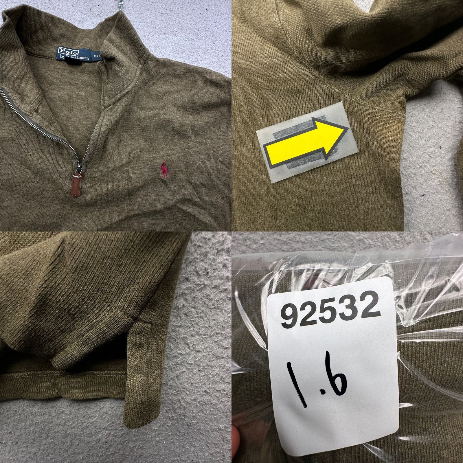 Polo Ralph Lauren Polo by Ralph Lauren Olive Green Red Pony 1/4 Zip Sweater Pullover Mens XXL Long Sleeve Cotton Knit Pullover Embroidered Logo Zipper Casual Formal Size US XXL / EU 58 / 5 - 8 Thumbnail