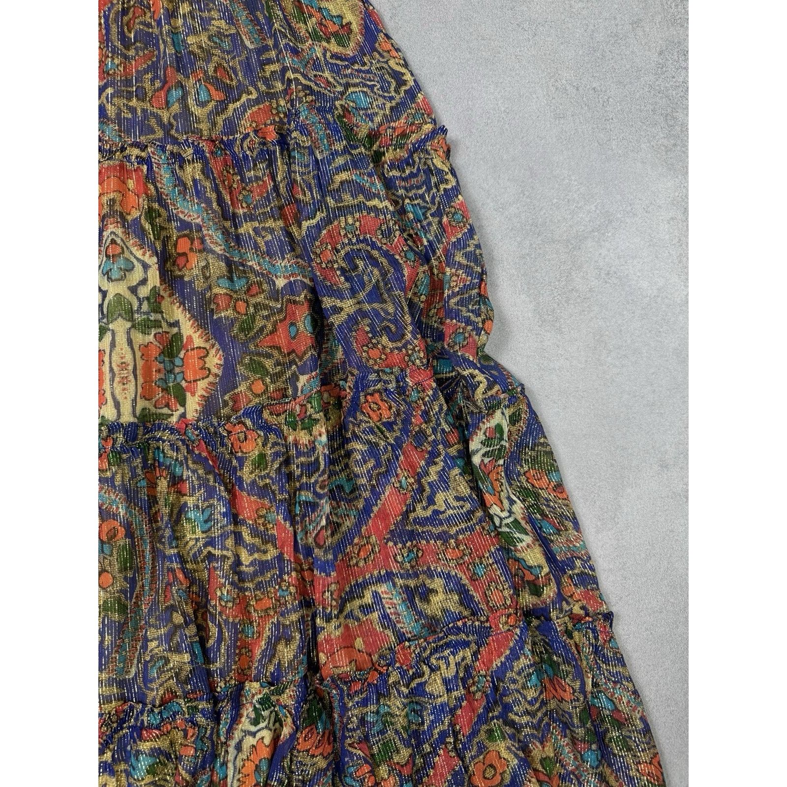 Oliphant OLIPHANT RUFFLE TIERED MAXI PERSIAN COBALT SIZE L DRESS Size L / US 10 / IT 46 - 8 Thumbnail