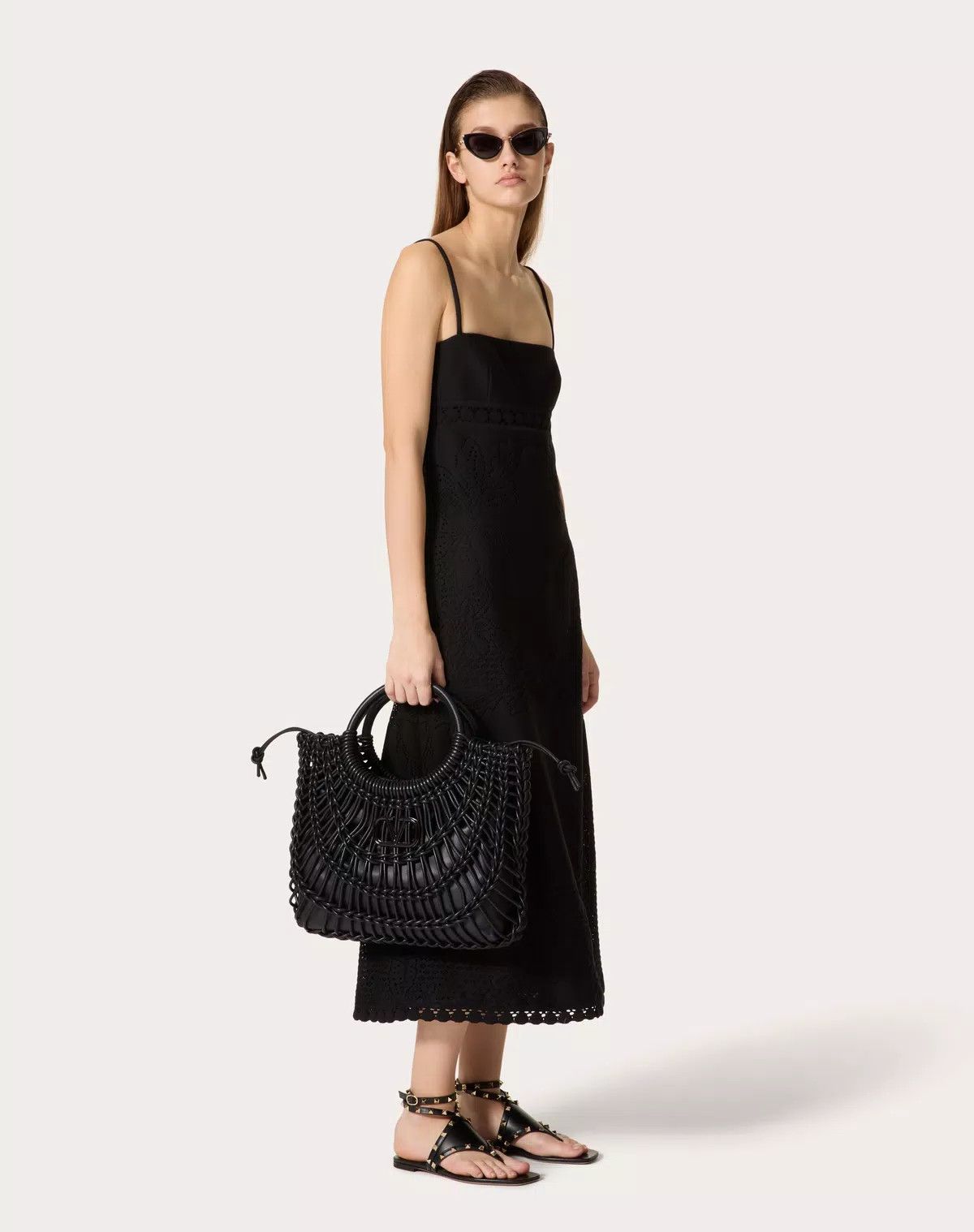 Valentino oc11z0725 Size:OS/Allknots Woven Leather Shopper in Black Size ONE SIZE - 8 Thumbnail