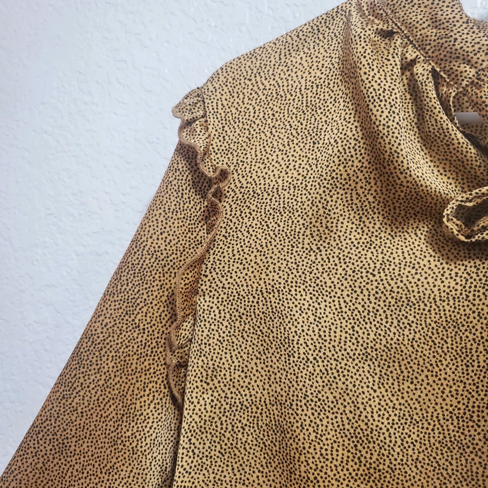 Vintage Molly Bracken Blouse Women M Brown Black Spot Print V Neck Tie Career Shirt Size M / US 6-8 / IT 42-44 - 5 Thumbnail