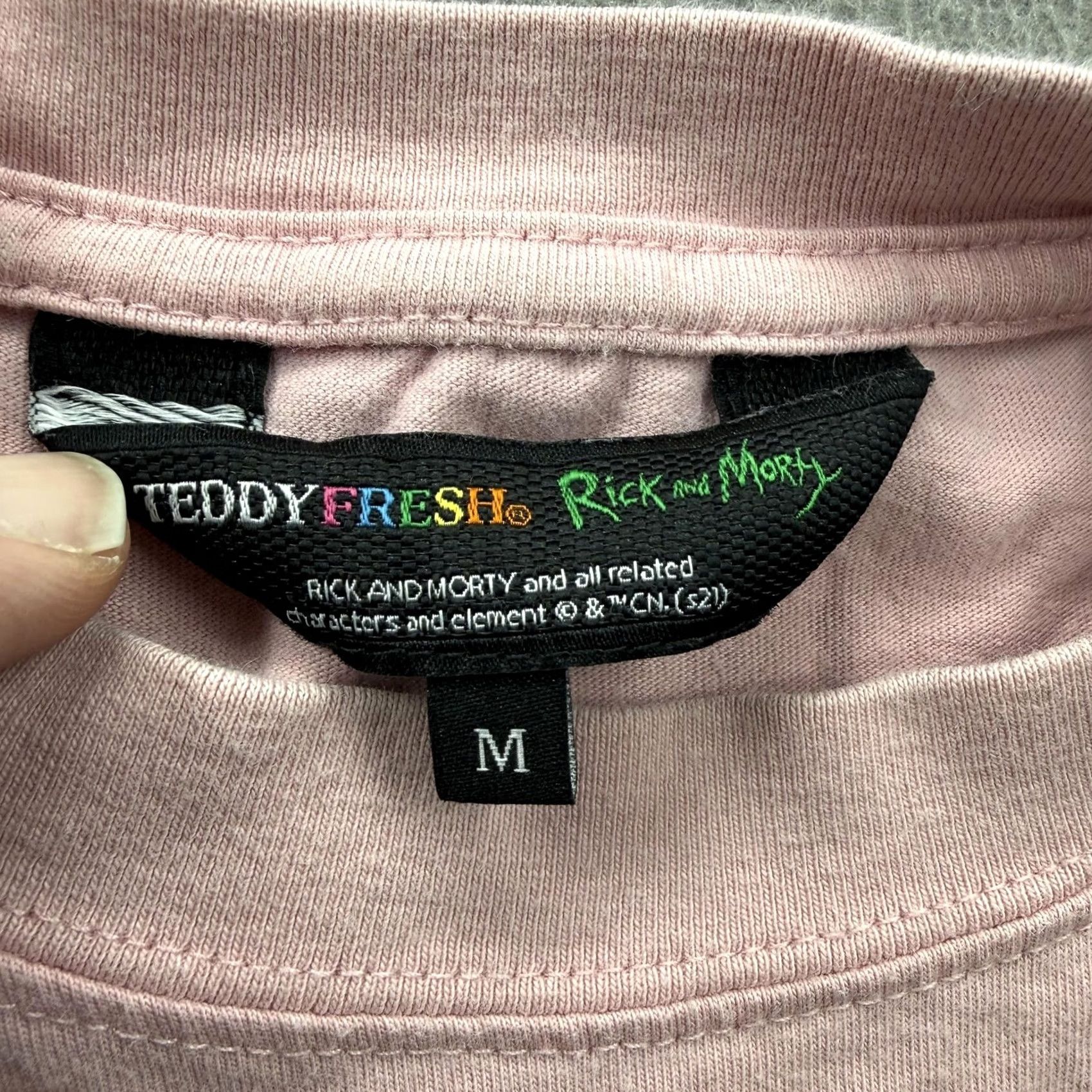 Teddy Fresh Teddy Fresh Rick & Morty Shirt Mens M Pink Long Sleeve Graphic Tee Cartoon Streetwear Size US M / EU 48-50 / 2 - 3 Thumbnail