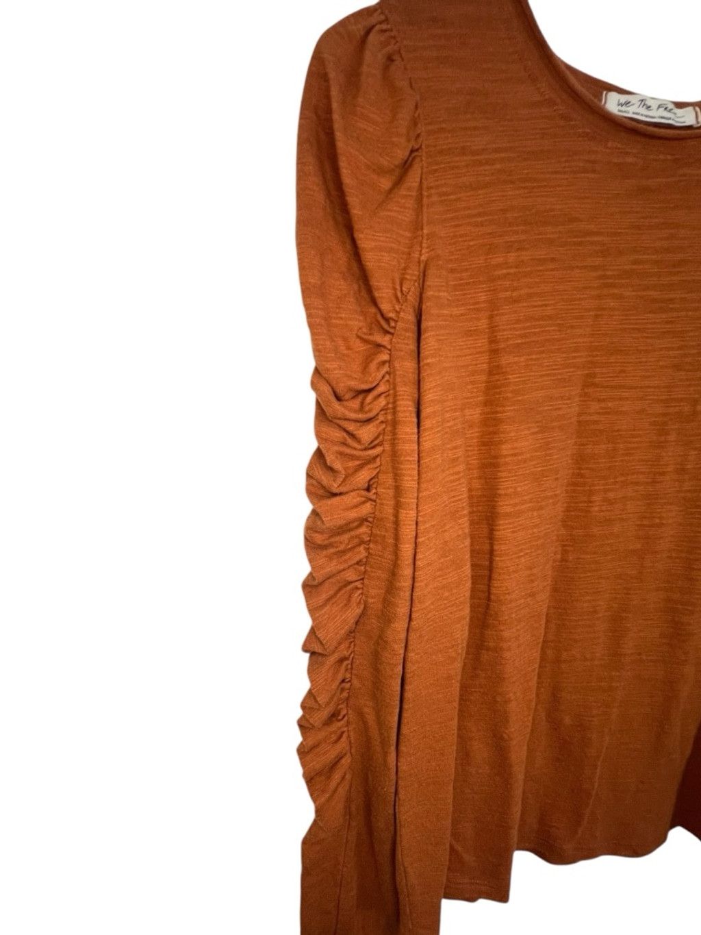 Free People Free People We The Free Orange Ruched Sleeve Long Sleeve Top Size S / US 4 / IT 40 - 2 Thumbnail