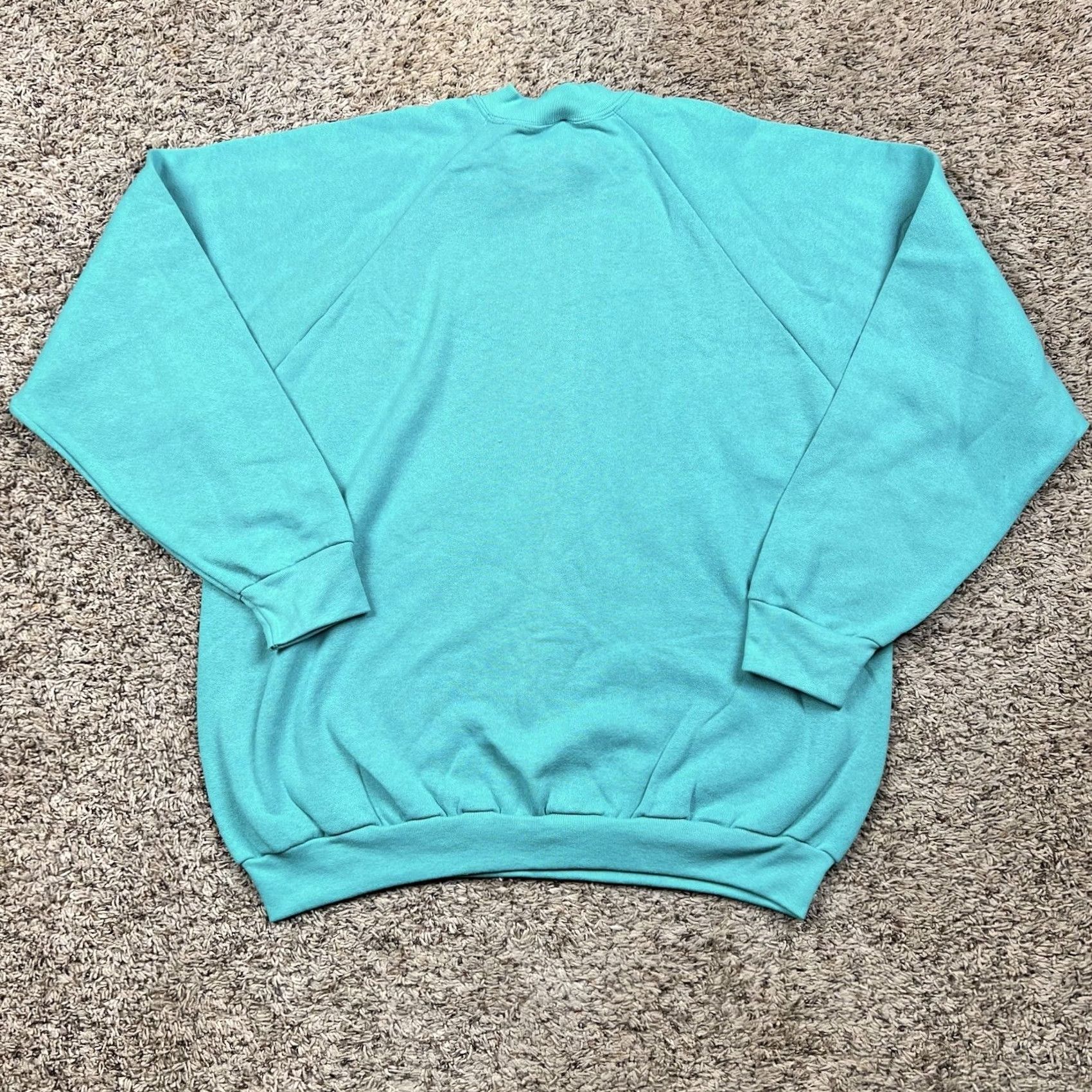 Fruit Of The Loom VINTAGE Fruit of the Loom Raglan Mockneck Sweatshirt Womens XL Teal Size XL / US 12-14 / IT 48-50 - 3 Thumbnail