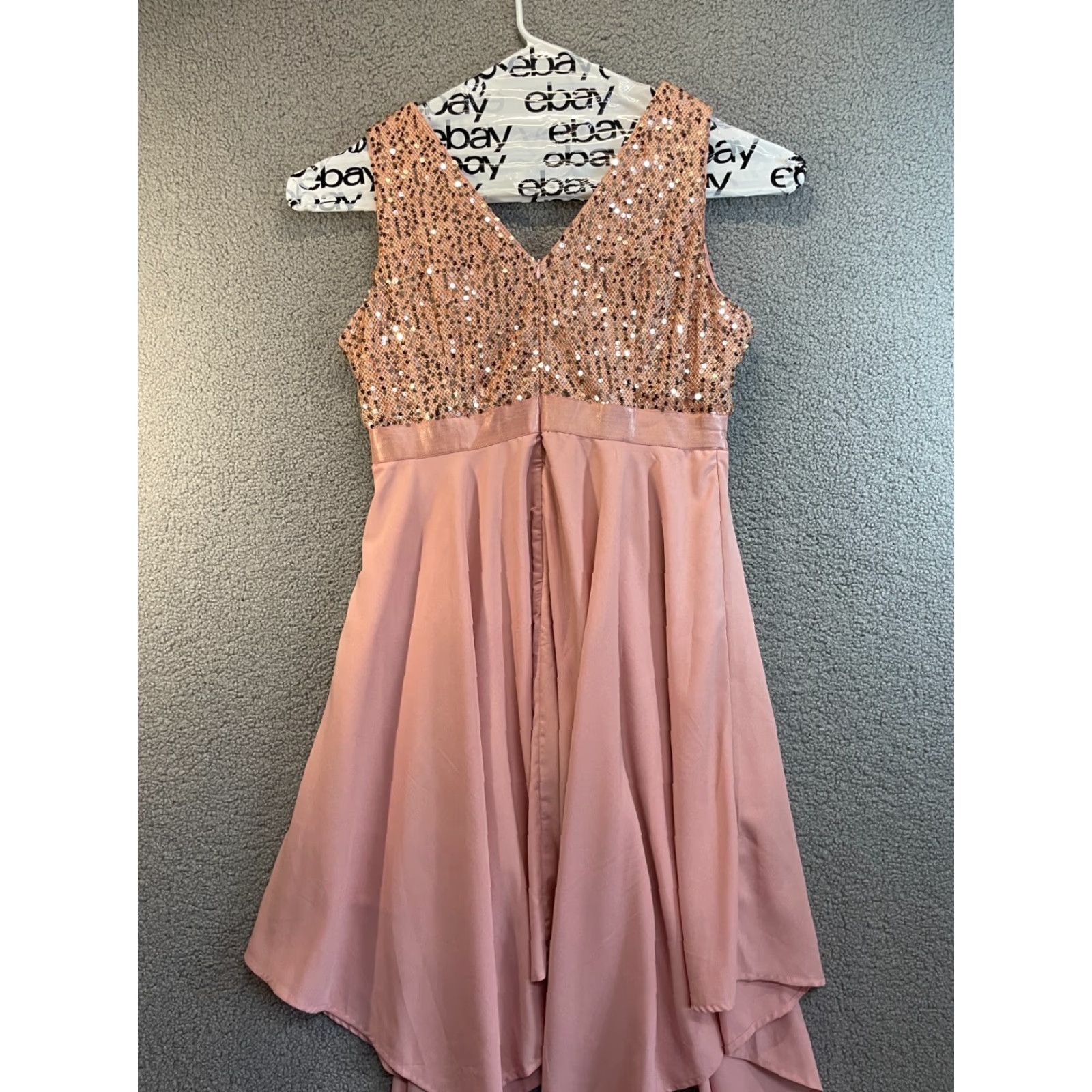 Meetjen Women's Sequin V Neck Cocktail A-Line Dress Blush Pink 2XL