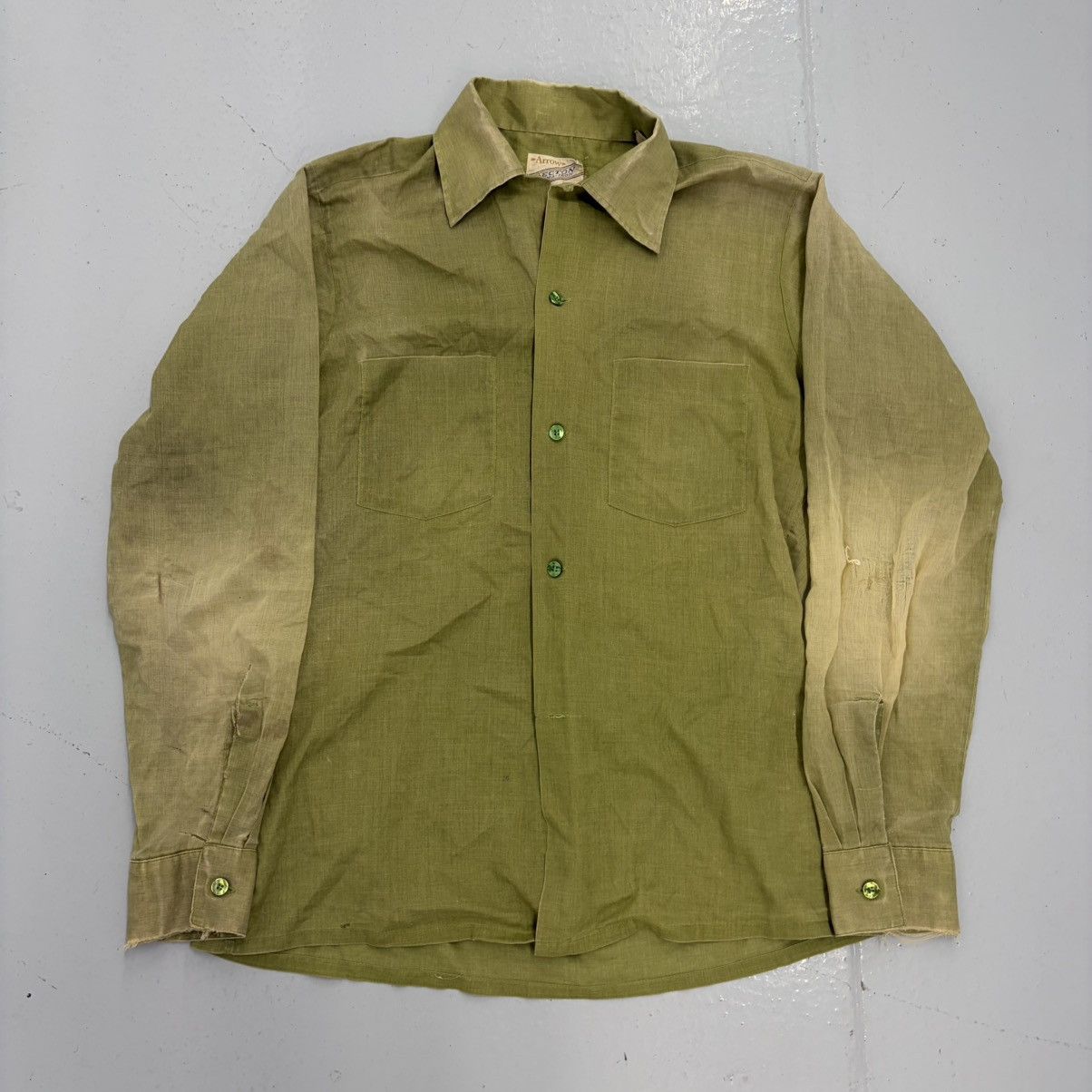 Arrow Vintage 60s Arrow Decton Green Blank Loop Collar Shirt Size US S / EU 44-46 / 1 - 1 Thumbnail