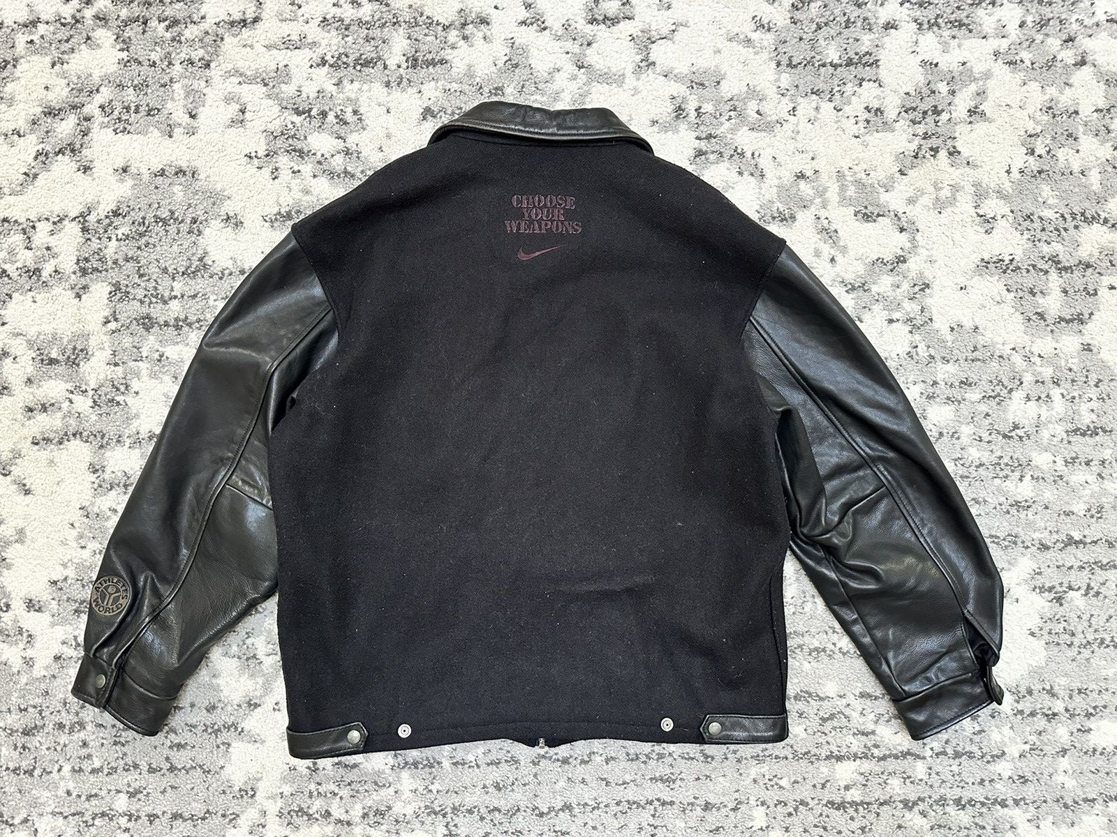 Nike × Vintage 1990’s Vintage Nike Varsity Leather Jacket Size US L / EU 52-54 / 3 - 3 Thumbnail