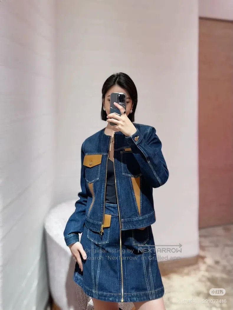 Louis Vuitton Louis Vuitton Blue patchwork two-pocket denim skirt Size 35" - 9 Thumbnail