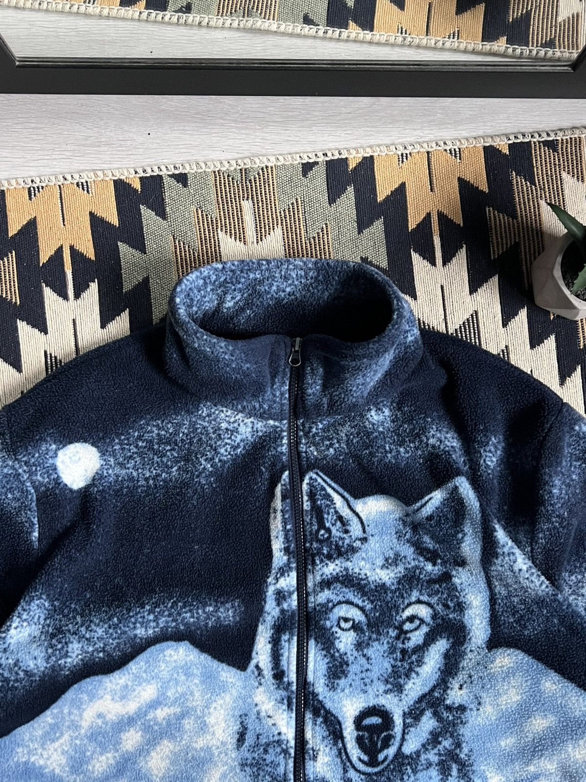 Vintage Vintage 90’s Animal Wolf Fleece Zip Jacket Size US XL / EU 56 / 4 - 5 Thumbnail