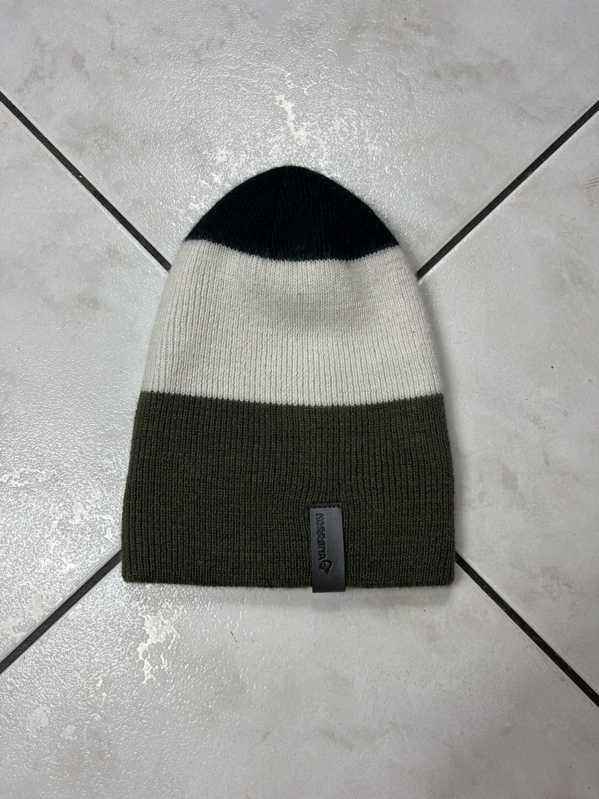 Norrona Norrona striped mid weight beanie wool hat logo triple color Size ONE SIZE - 2 Thumbnail