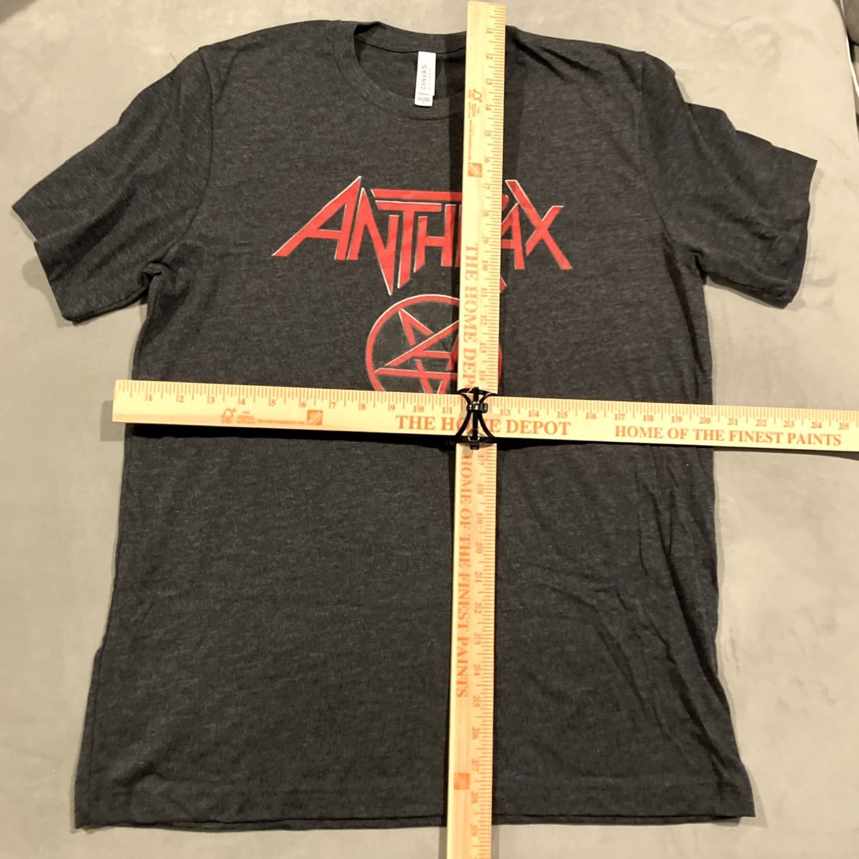 Vintage ANTHRAX Classic Logo T Shirt Mens Large Gray Bella + Canvas Short Sleeve NWOT Size US L / EU 52-54 / 3 - 4 Thumbnail