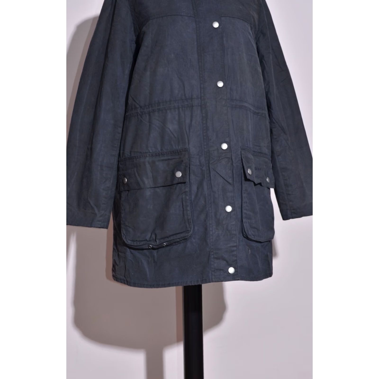 Barbour Barbour Jacket Parka Hooded Women Winter Durham Waxed Cotton Dark Navy UK18 US14 - 18 Size XXL / US 16-18 / IT 52-54 - 3 Thumbnail