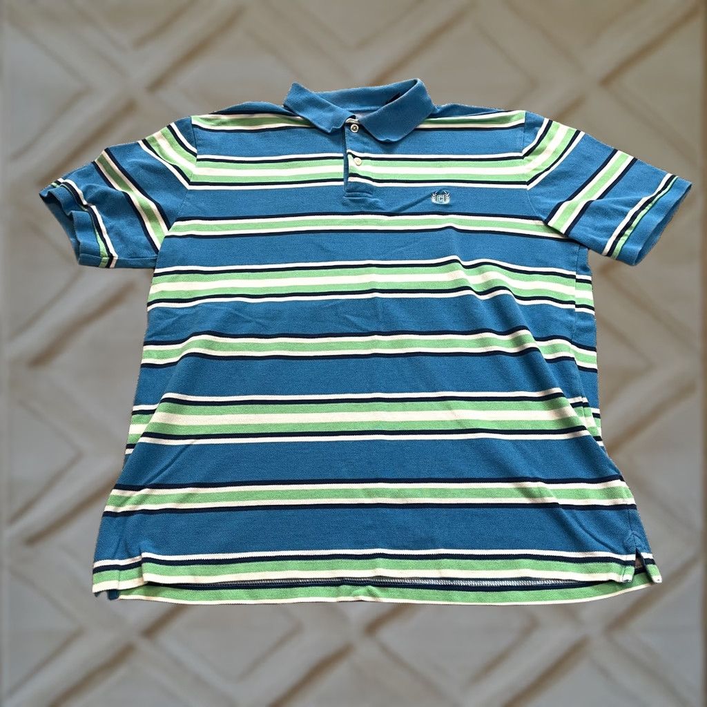 Chaps Chaps Polo Shirt Mens L Blue Green Striped Golf Logo Rugby Cotton Preppy Shirt Men Large Blue Size US L / EU 52-54 / 3 - 1 Thumbnail