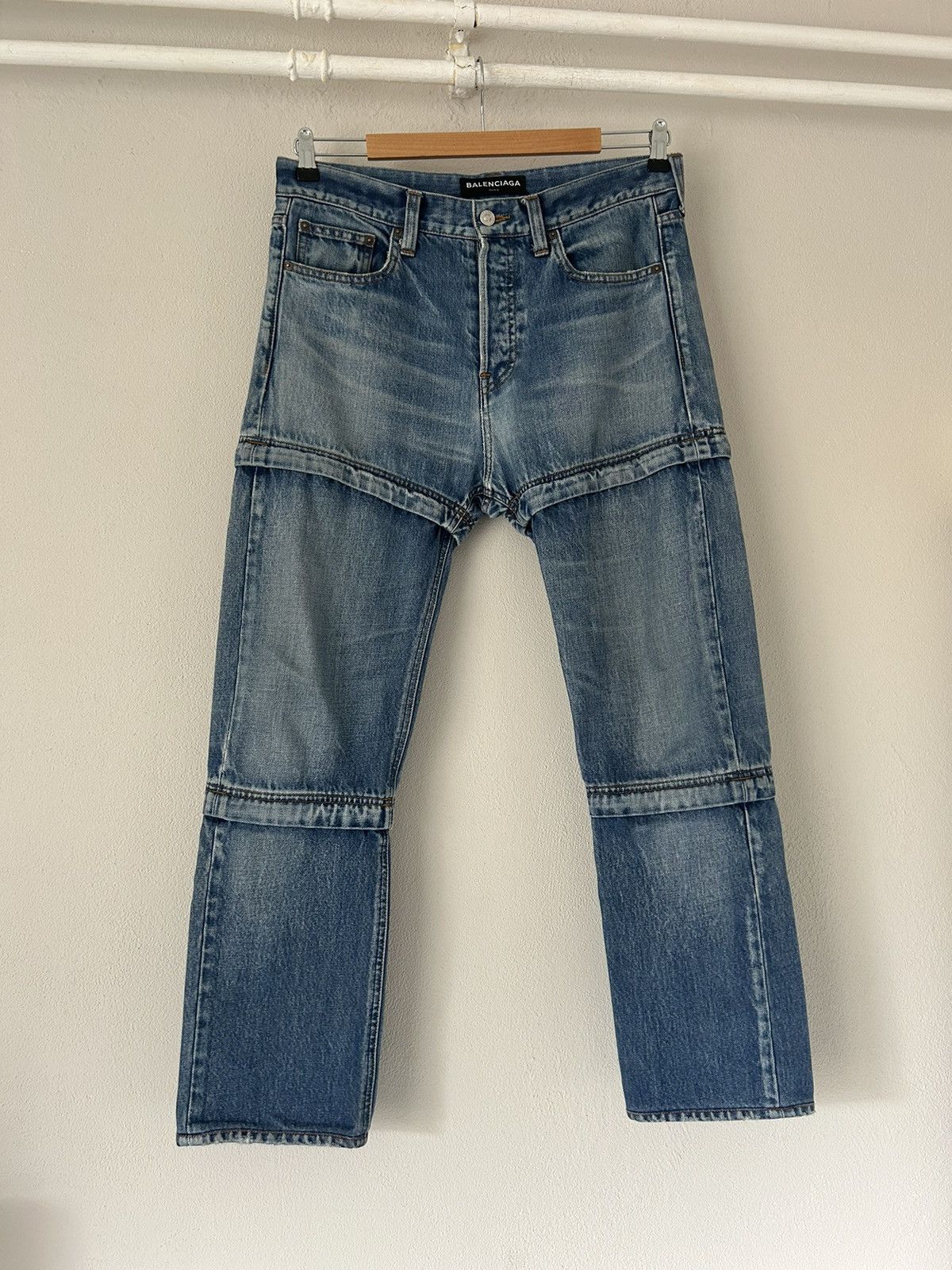 image of Balenciaga Ss18 Convertible Denim Jeans in Blue Denim, Men's (Size 30)