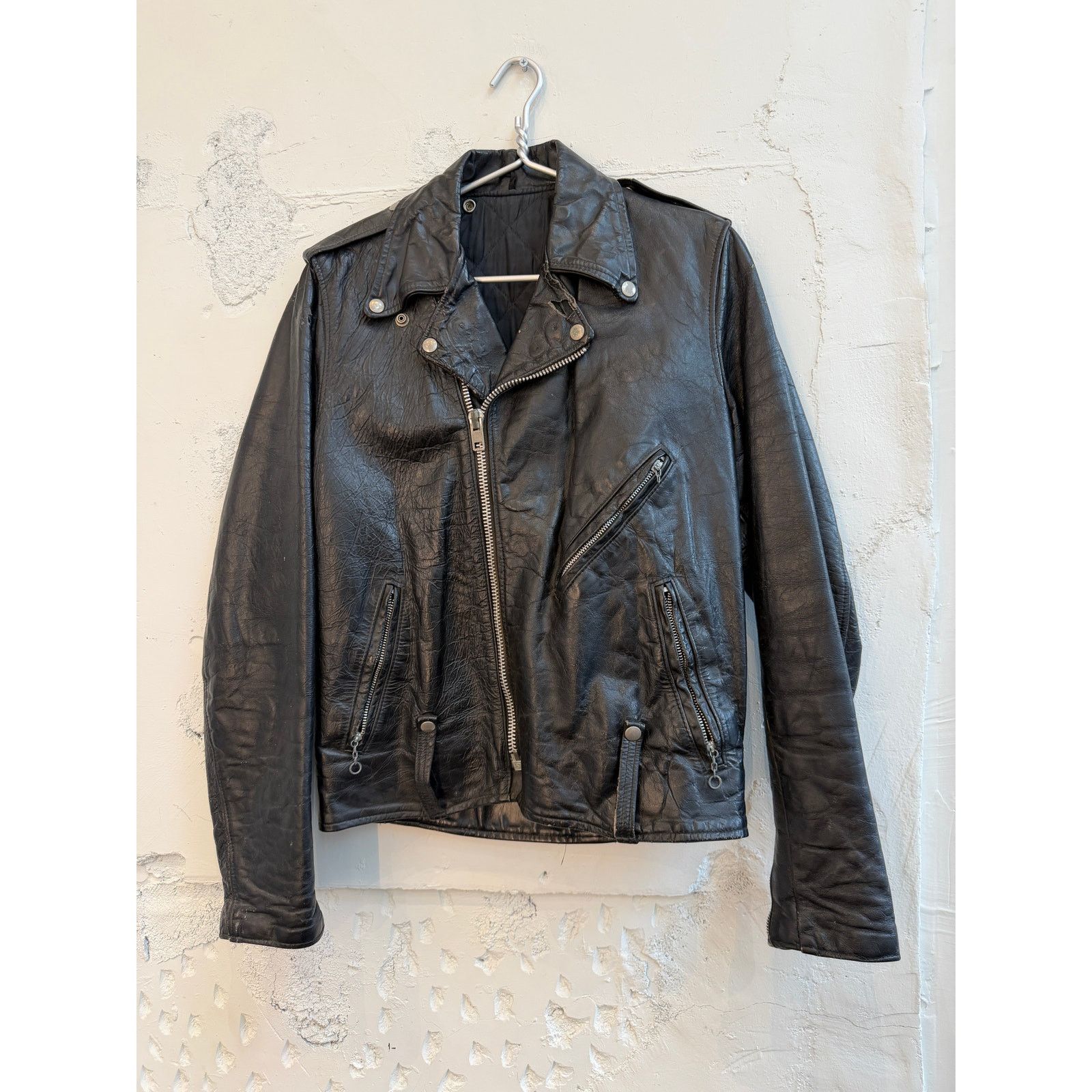Vintage 60's Leather Motorcycle Biker Jacket