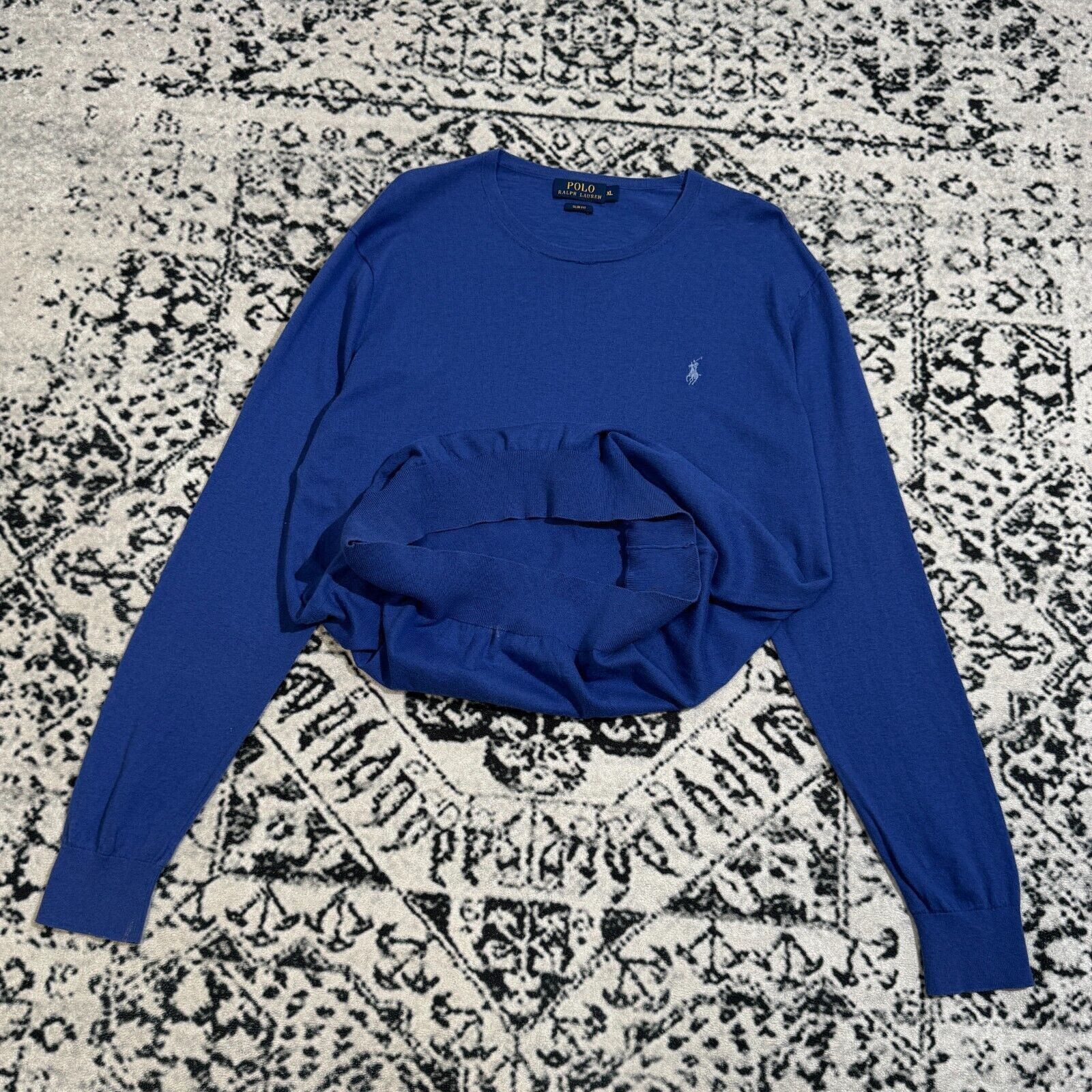 Ralph Lauren × Vintage Vintage Ralph Lauren Blue Cotton Sweater Size XL Boho Y2K Size US XL / EU 56 / 4 - 9 Thumbnail