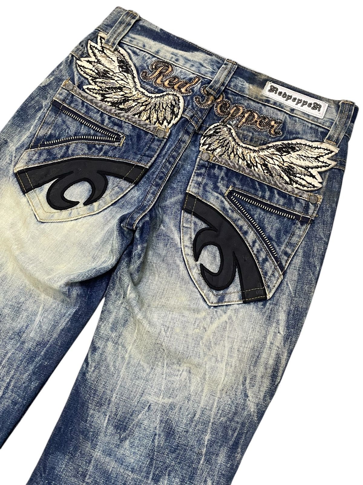 If Six Was Nine × LOWBOX × Le Grande Bleu (L.G.B.) Red Papper Japan Feather Wings Embellish Shatter Glass Jeans Size US 30 / EU 46 - 13 Thumbnail