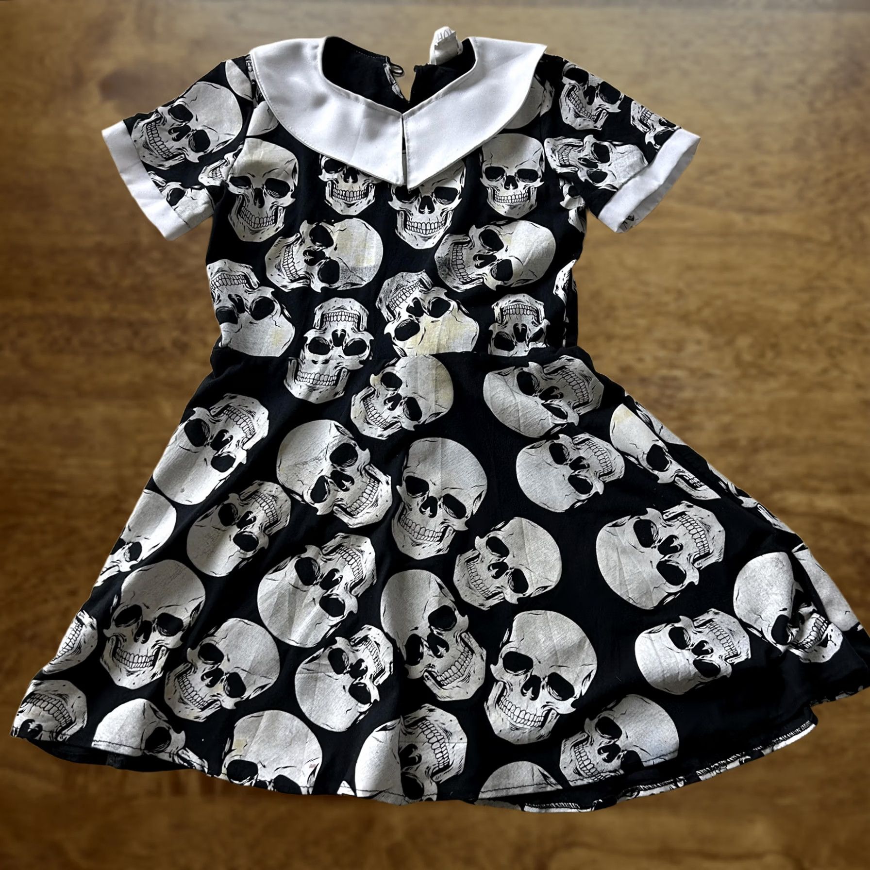 Vintage Fairy Goth Shop Dress Womens M Black Skull Collared Fit & Flare Halloween Size M / US 6-8 / IT 42-44 - 1 Thumbnail