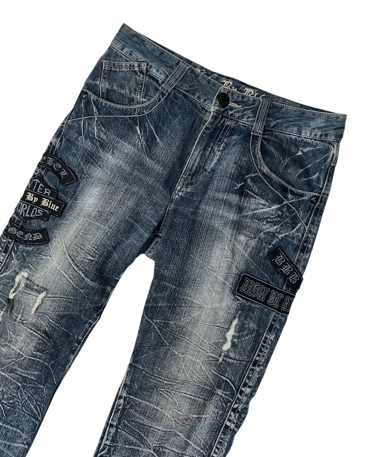 Japanese Brand Japan Brand Blow By Blue Stone Wash Patches Denim Jeans Size US 33 - 5 Thumbnail
