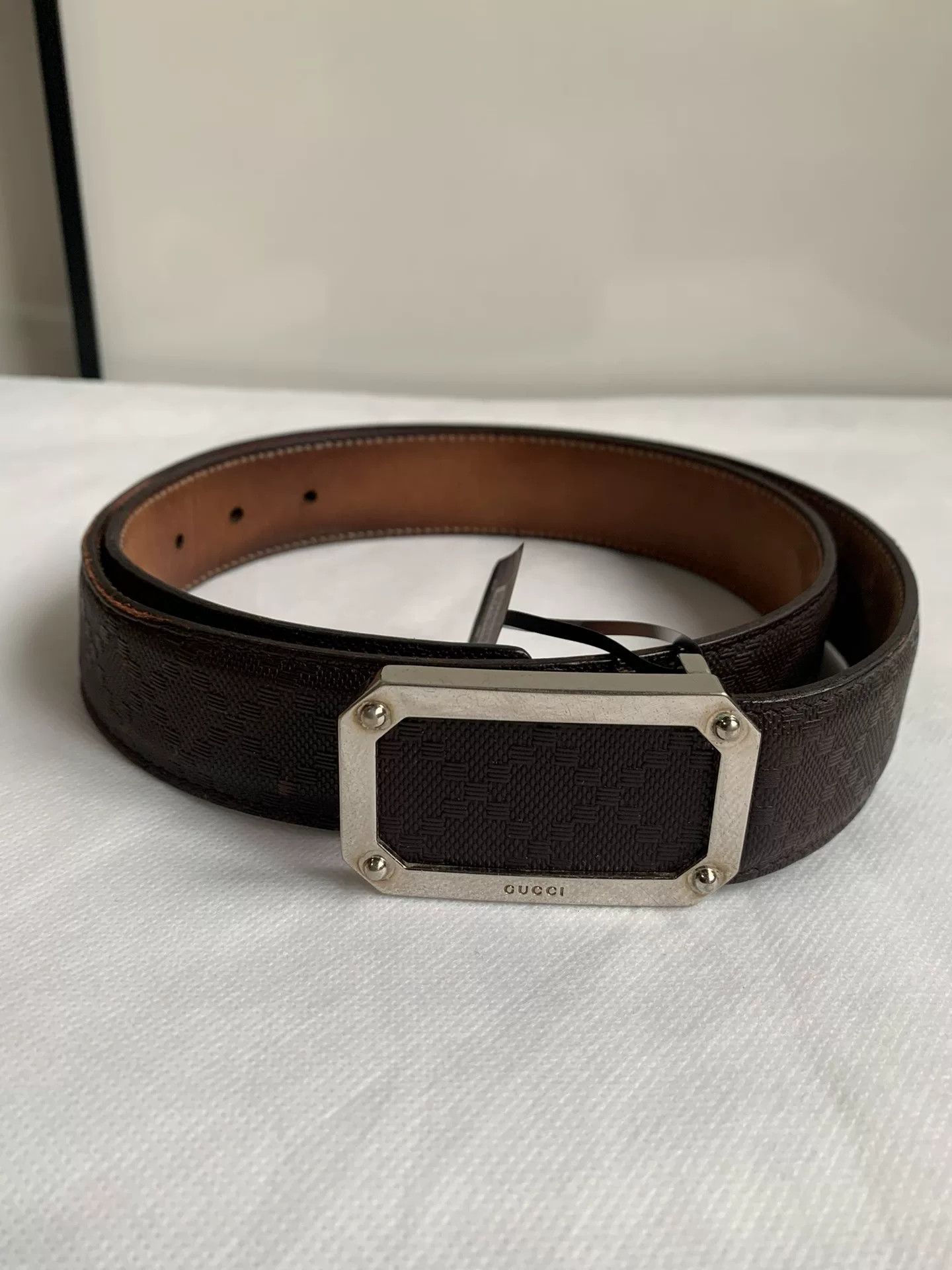 Gucci Gucci Square Buckle Embossed Belt Size ONE SIZE - 1 Thumbnail