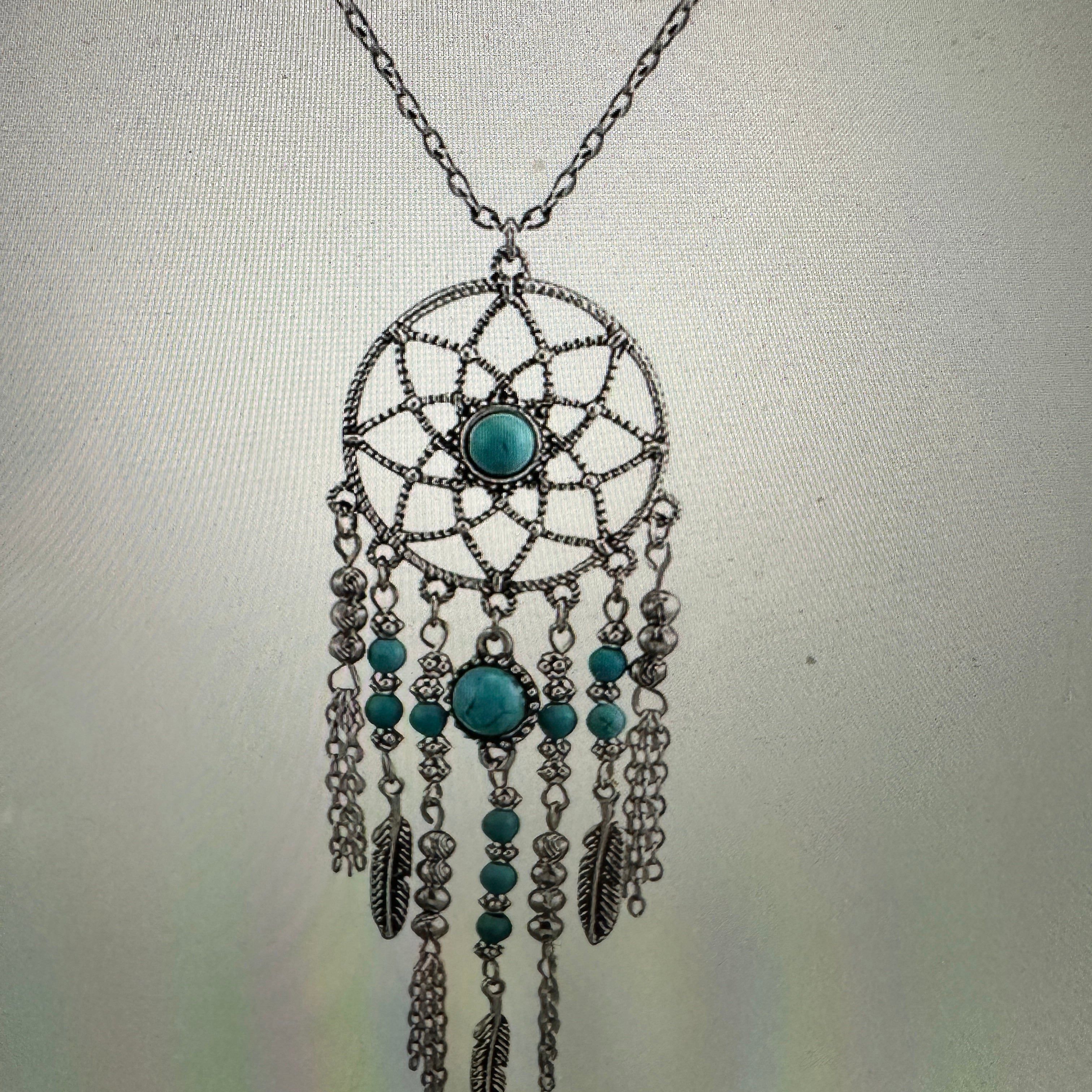 Other Turquoise Dream Catcher Tassel Necklace - Bohemian Native Am Size ONE SIZE - 8 Thumbnail